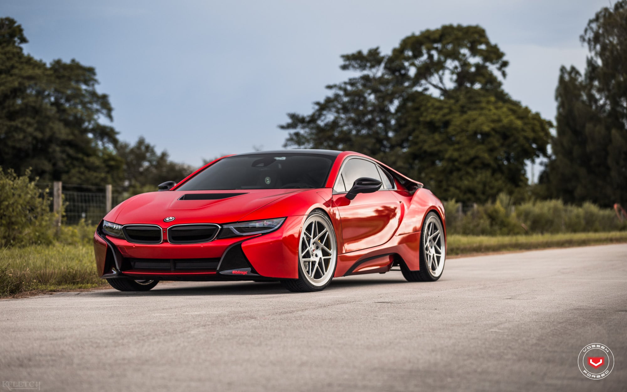 Custom Body Kit on Red BMW i8 - Photo by Vossen