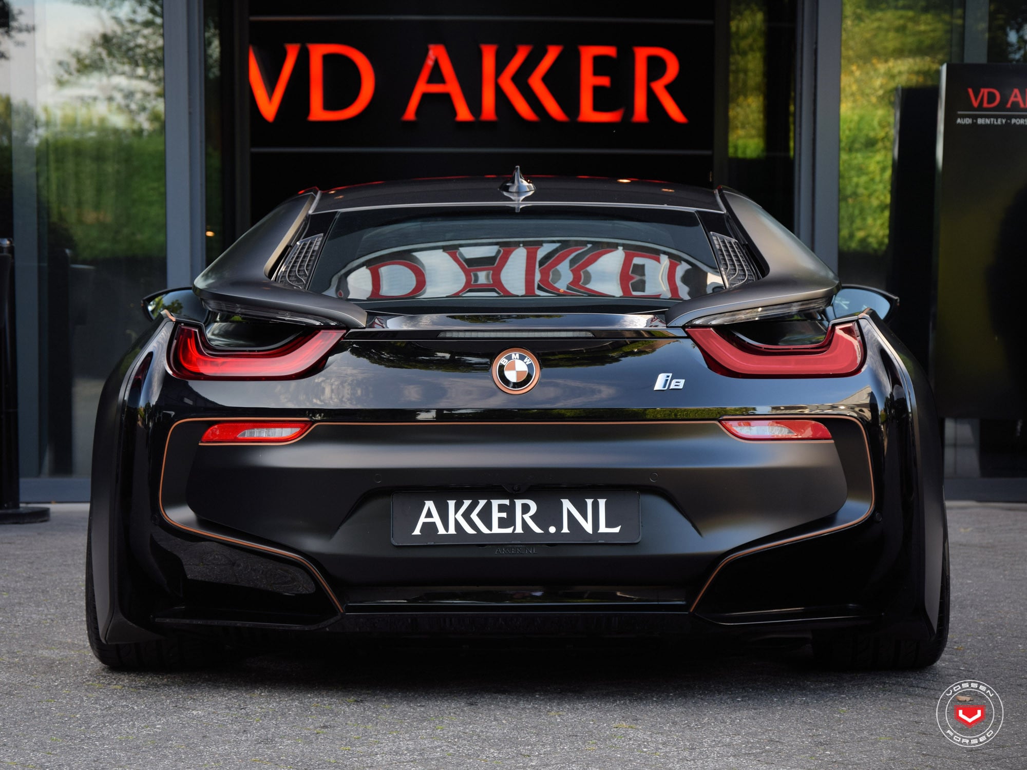 Custom Rear Bumper on Black Matte BMW i8 - Photo by Vossen