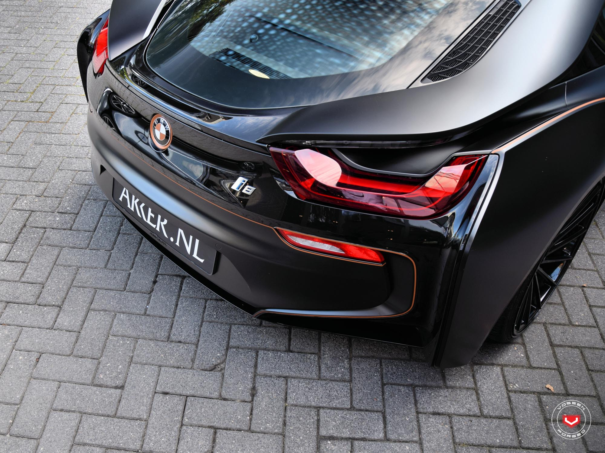 Aftermarket Red Taillights on Black Matte BMW i8 - Photo by Vossen