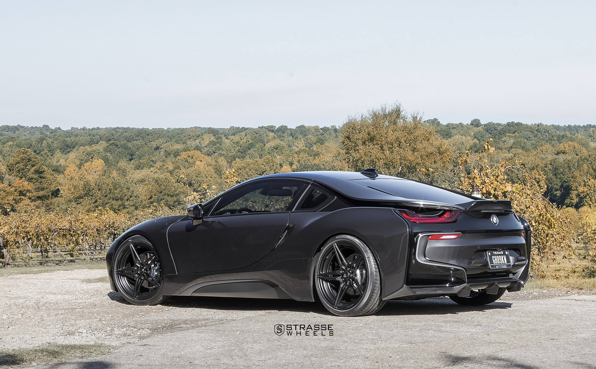 Custom Style Rear Spoiler on Black BMW i8 - Photo by Strasse Forged