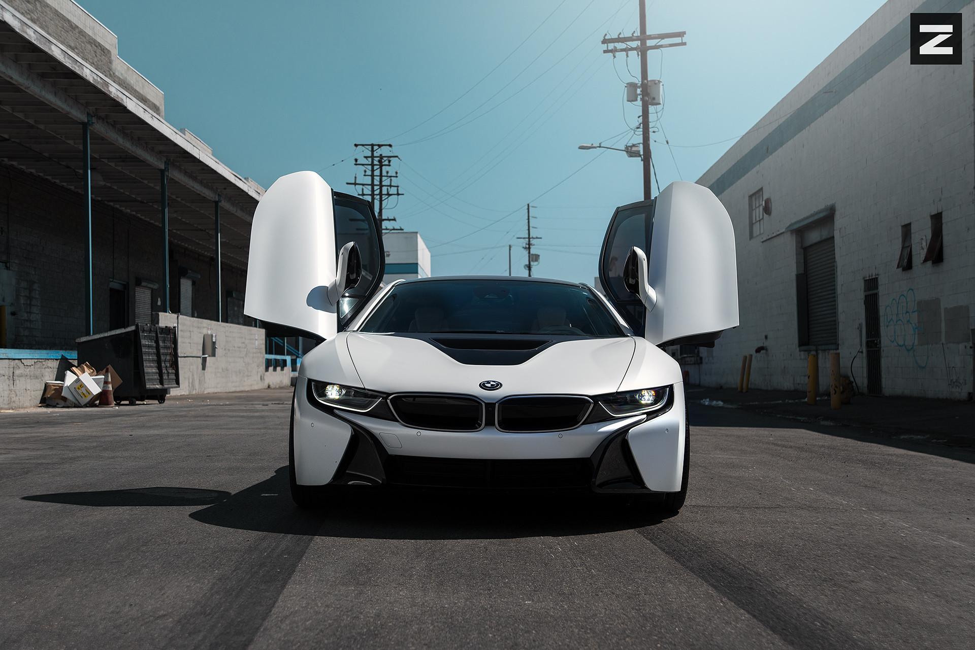 Vertical Doors on Custom White BMW i8 - Photo by Zito Wheels