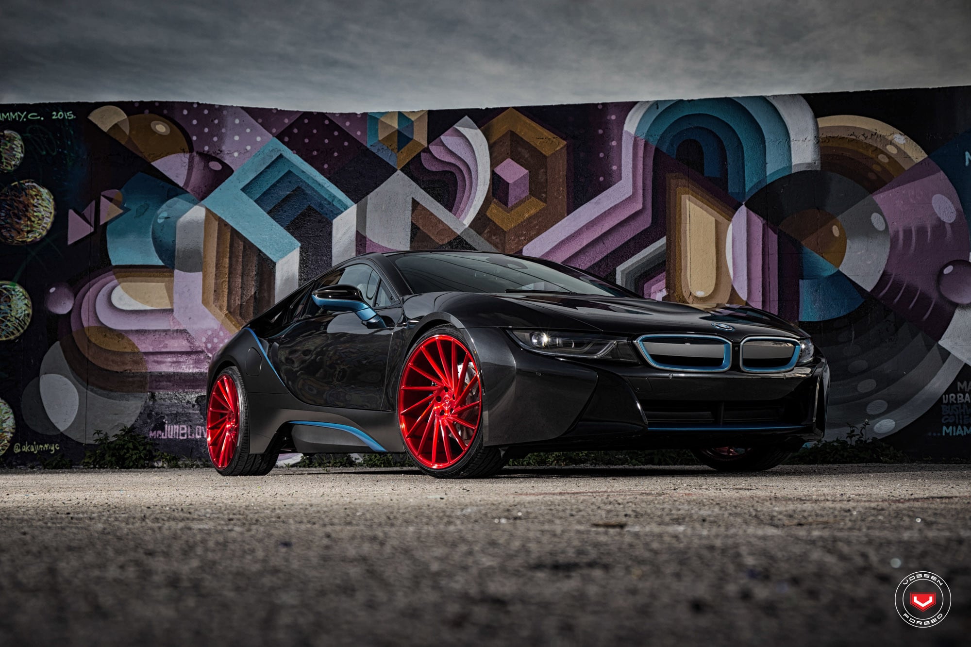 BMW i8 Stanced on Red Vossen Wheels - Photo by Vossen