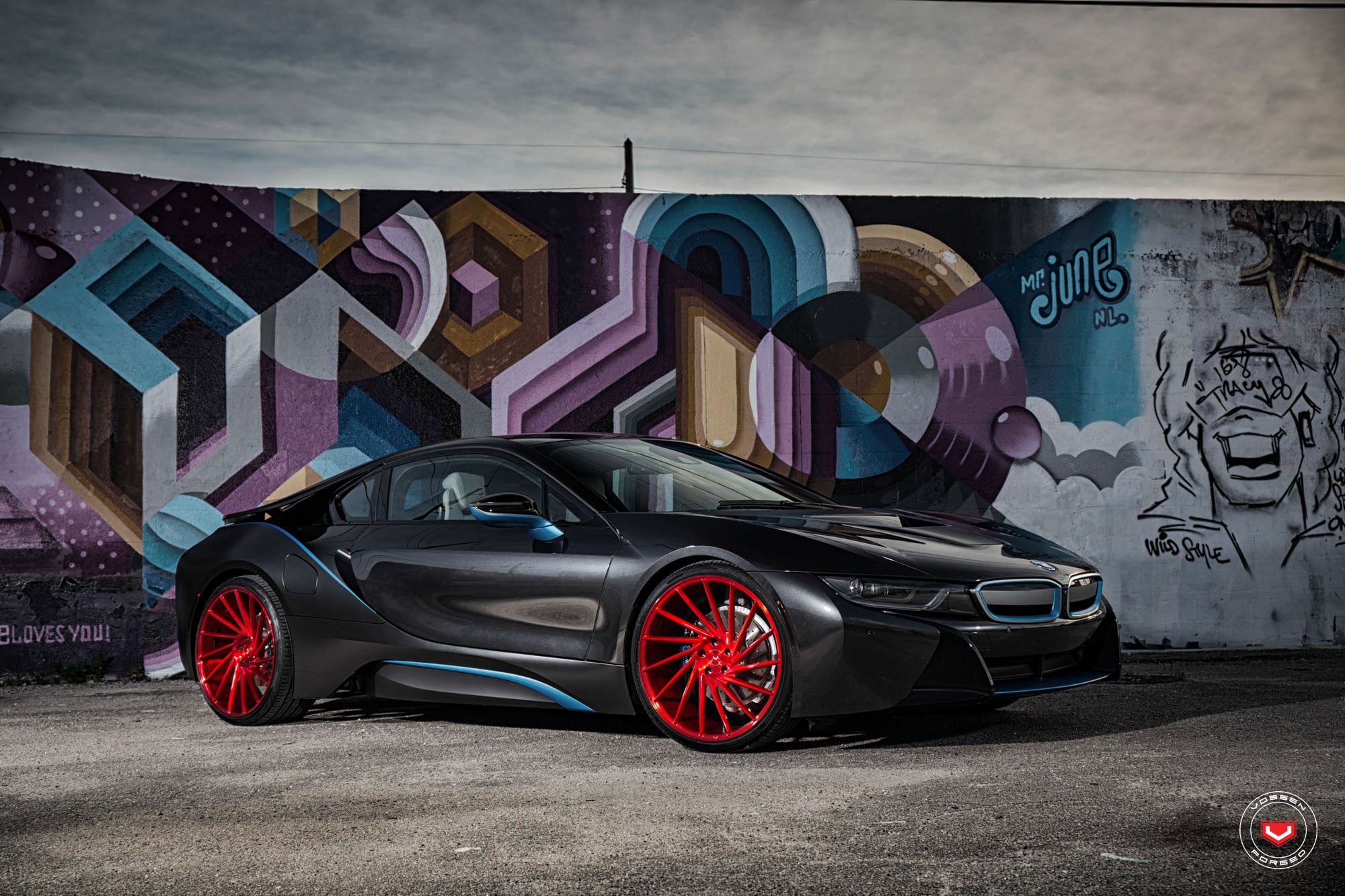 Black BMW i8 With Blue Accents - Photo by Vossen