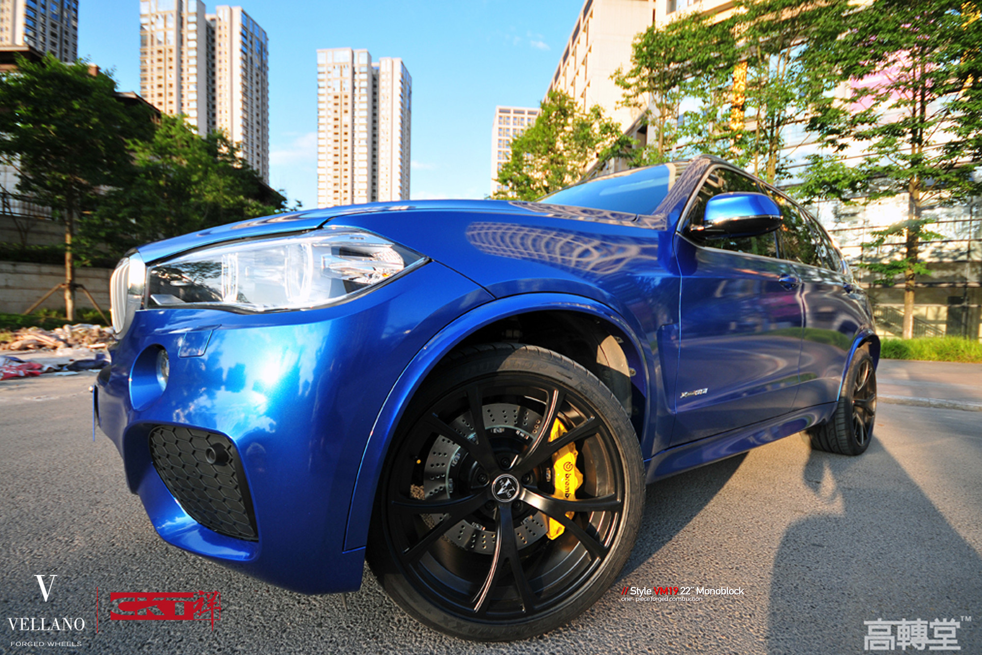 Vellano Wheels with Yellow Brakes on BMW X5 - Photo by Vellano