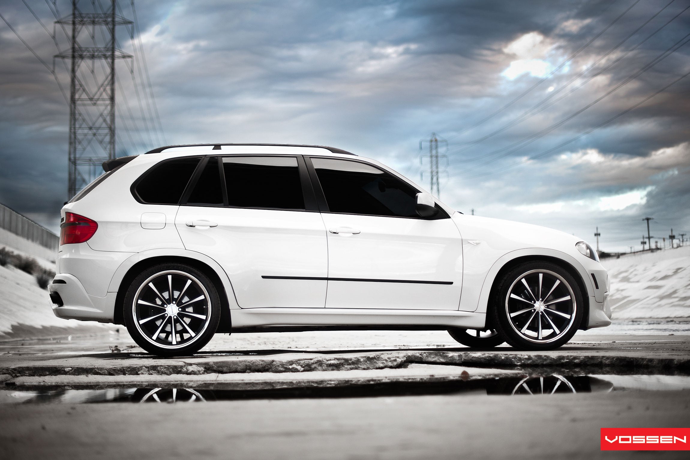 White BMW X5 Roofline Spoiler - Photo by Vossen