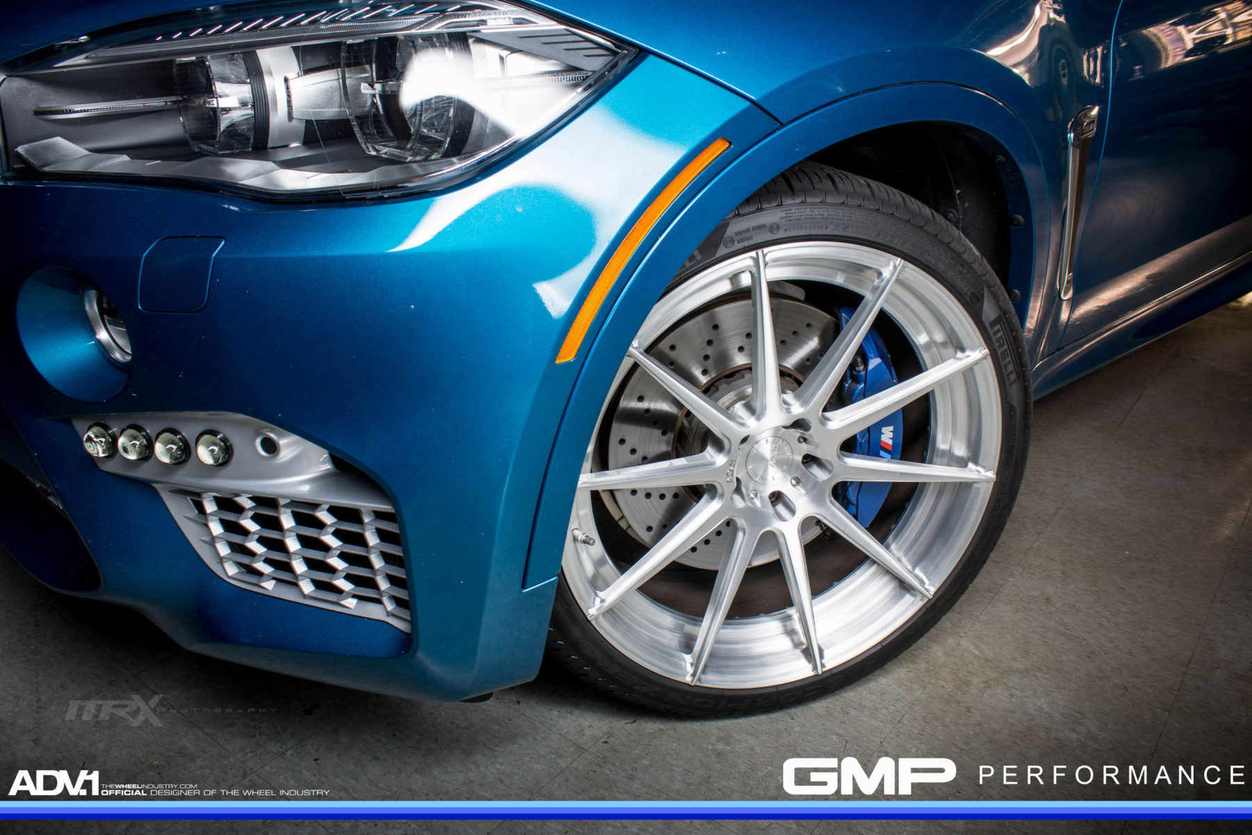 Blue BMW X6 with Polished ADV1 Wheels - Photo by ADV.1