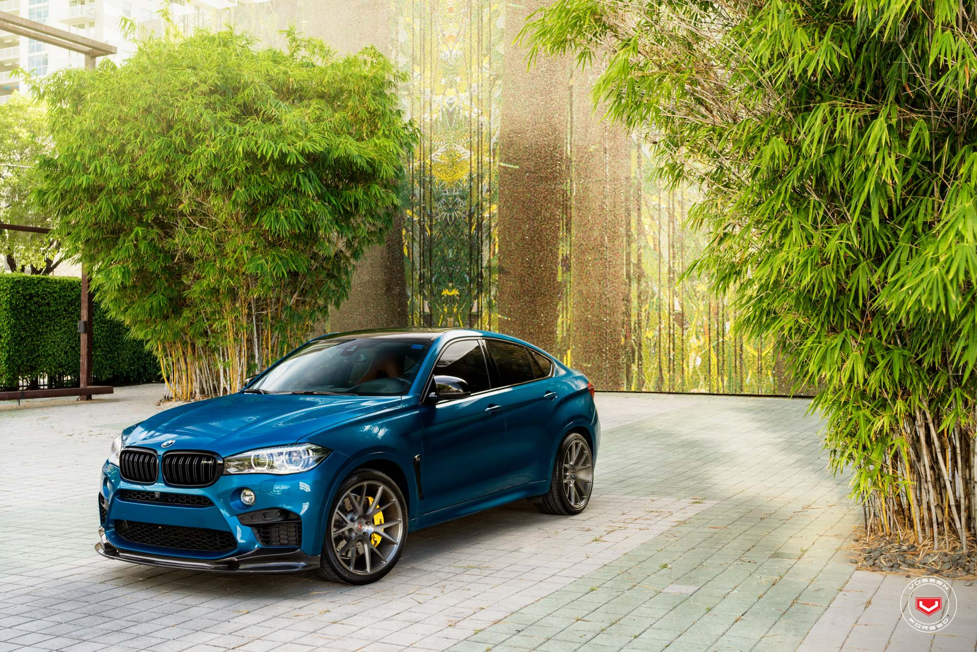 Custom Front Lip on Blue BMW X6 - Photo by Vossen