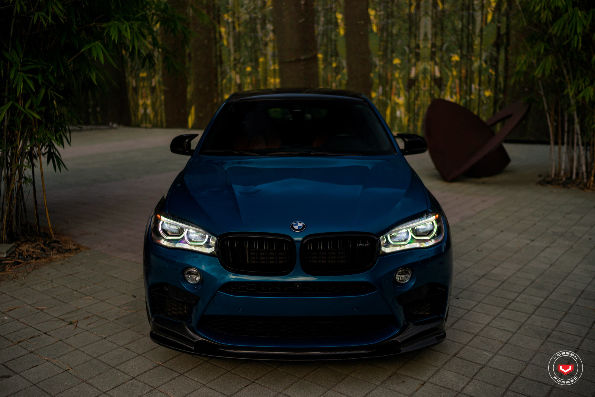 Headlights with Color Halos on Blue BMW X6 - Photo by Vossen