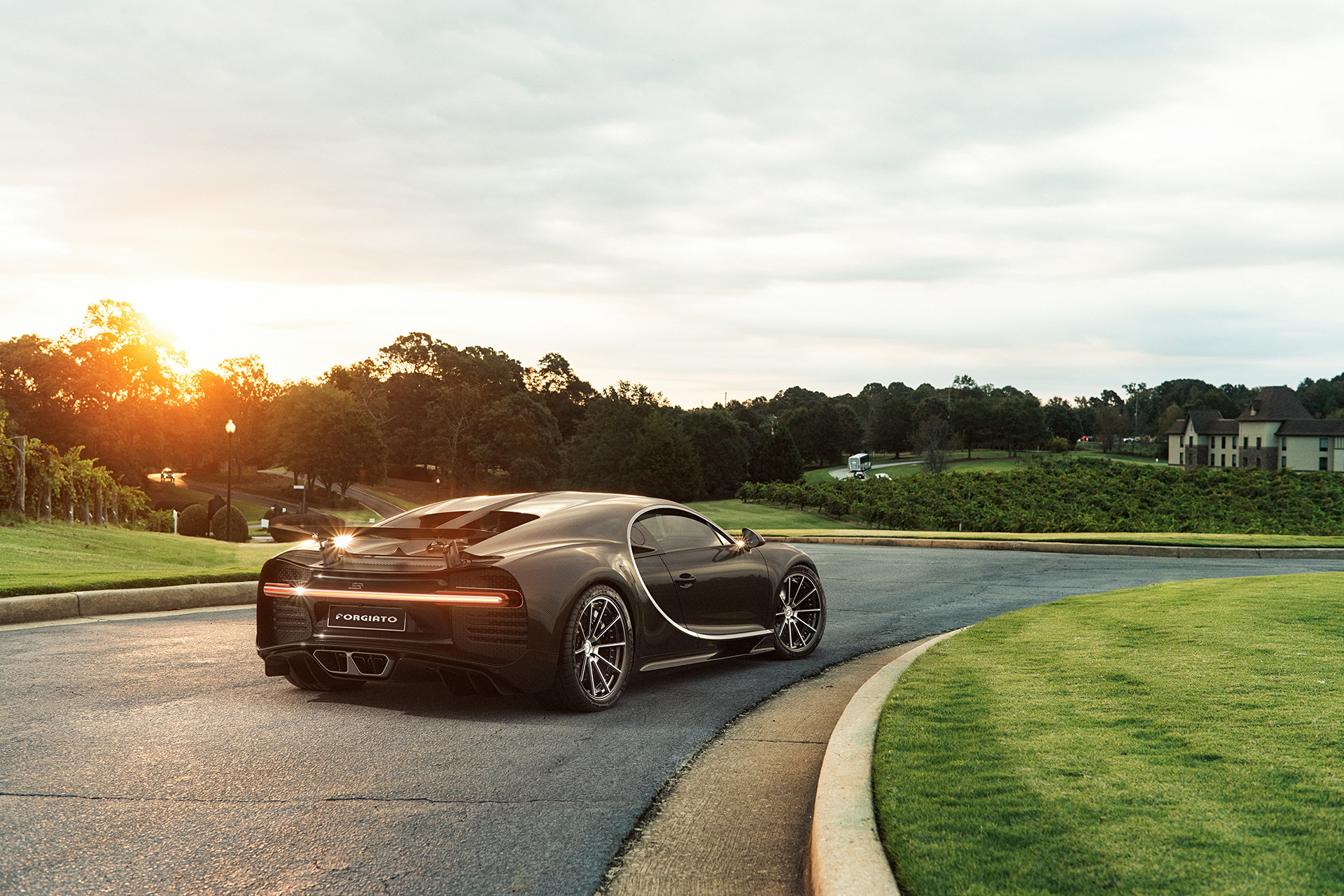 Aftermarket Rear Spoiler on Carbon Fiber Wrapped Bugatti Chiron - Photo by Forgiato