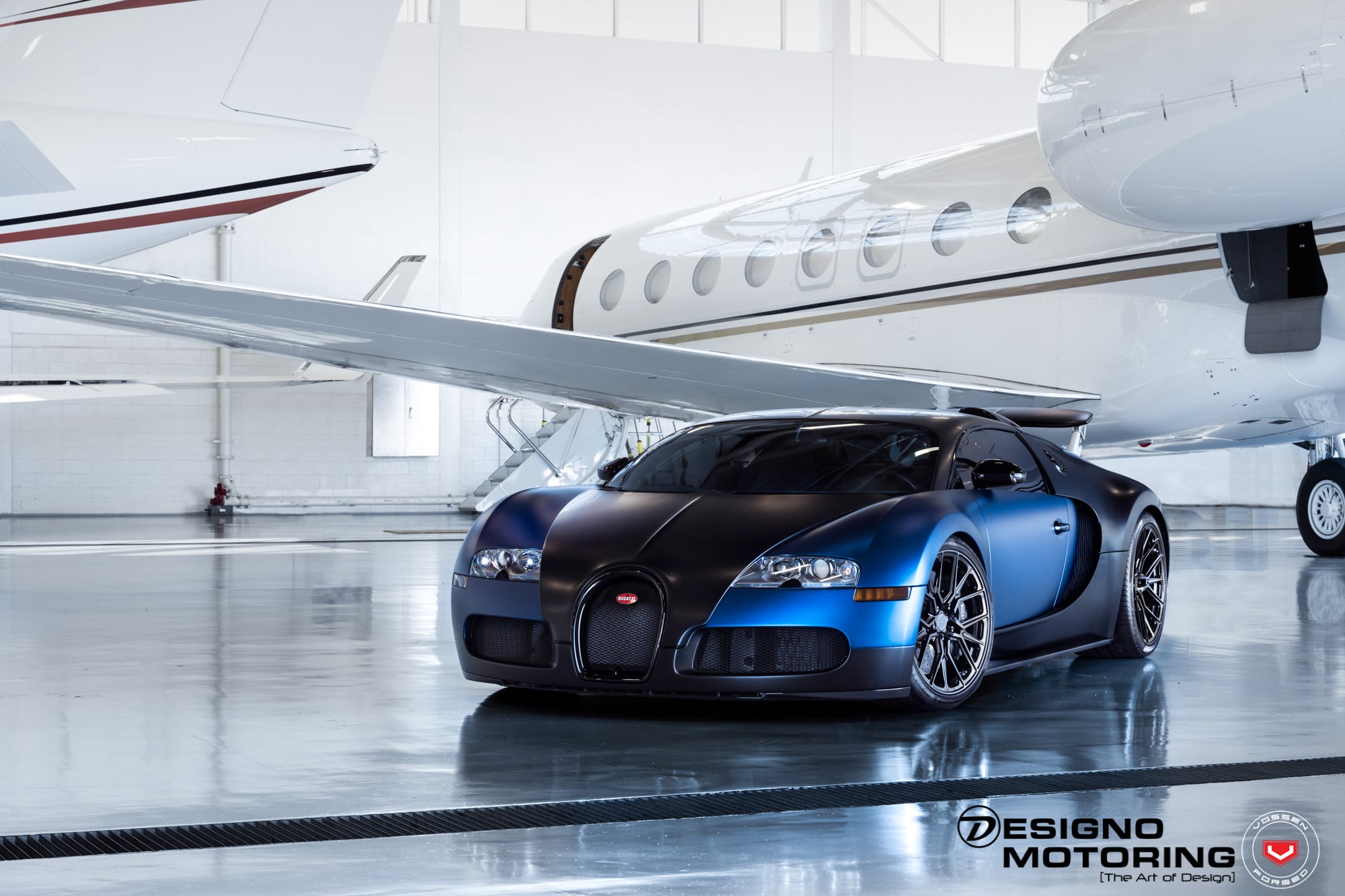 Custom Headlights on Dark Blue Bugatti Veyron - Photo by Vossen