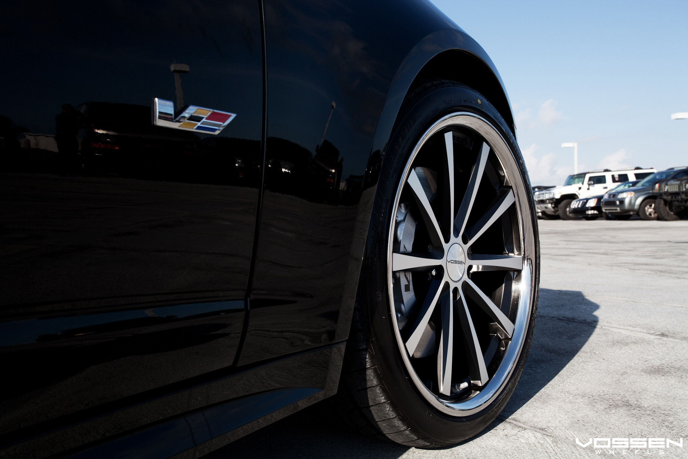 Chrome Vossen CV Rims on Black Cadillac CTS - Photo by Vossen