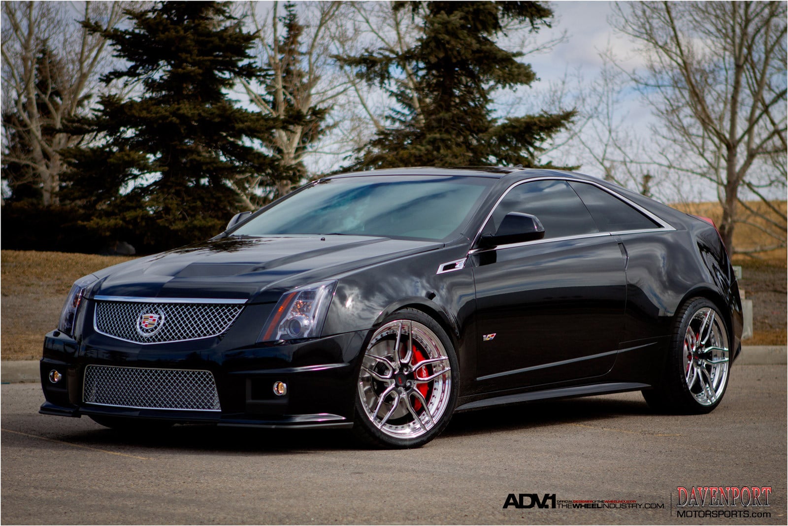 Mirror Polished Modular ADV1 Rims on Black Cadillac CTS-V Coupe | CARiD ...