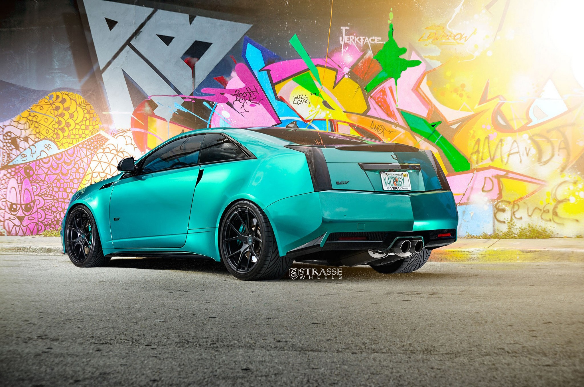 Custom Green Cadillac CTS Rear Diffuser - Photo by Strasse Forged