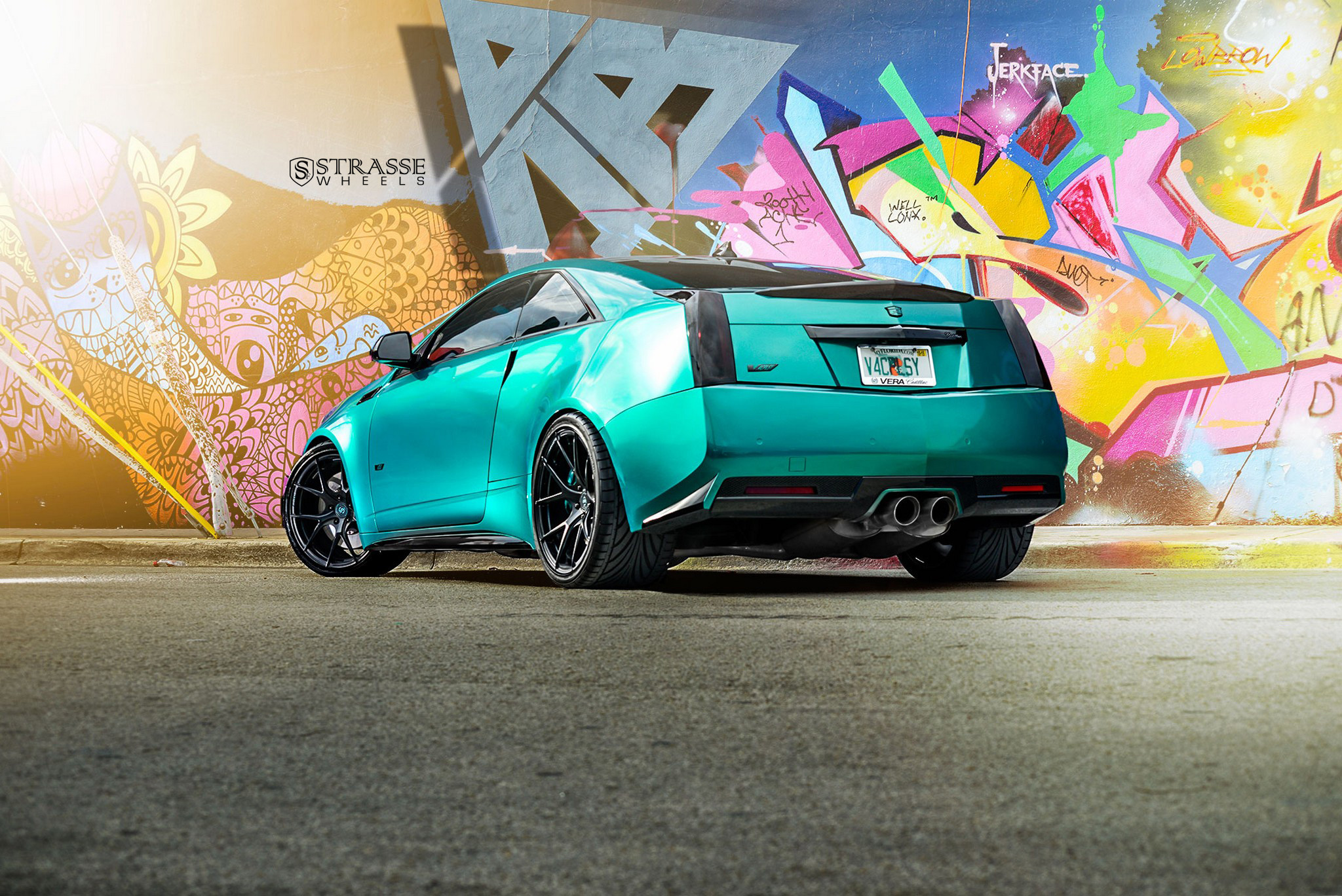Green Cadillac CTS with Red Smoke LED Taillights - Photo by Strasse Forged