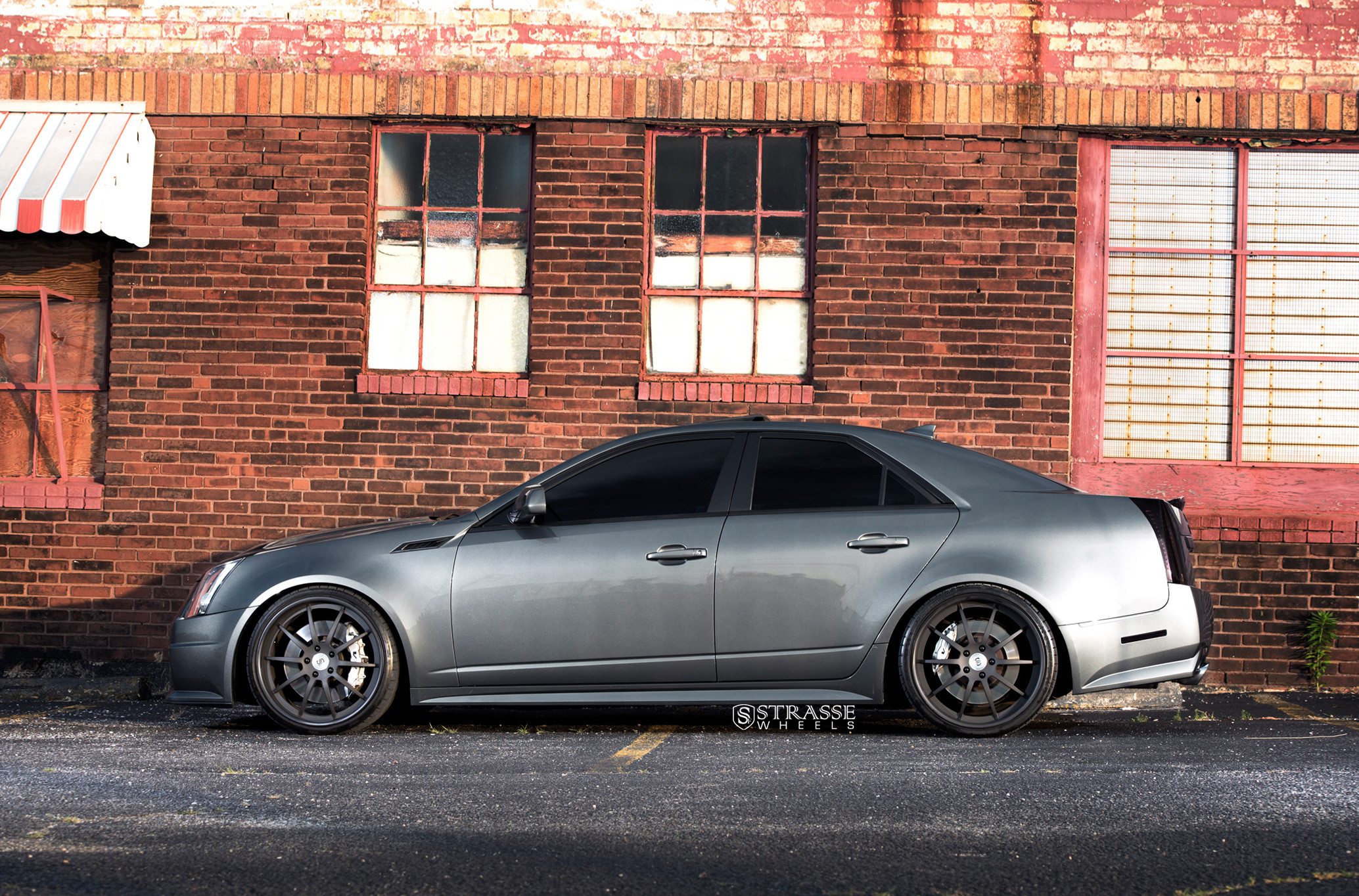 Custom Side Skirts on Gray Cadillac CTS - Photo by Strasse Forged