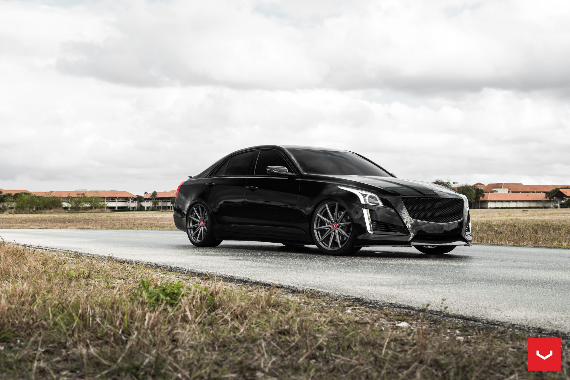 Custom Black Cadillac CTS Side Skirts - Photo by Vossen