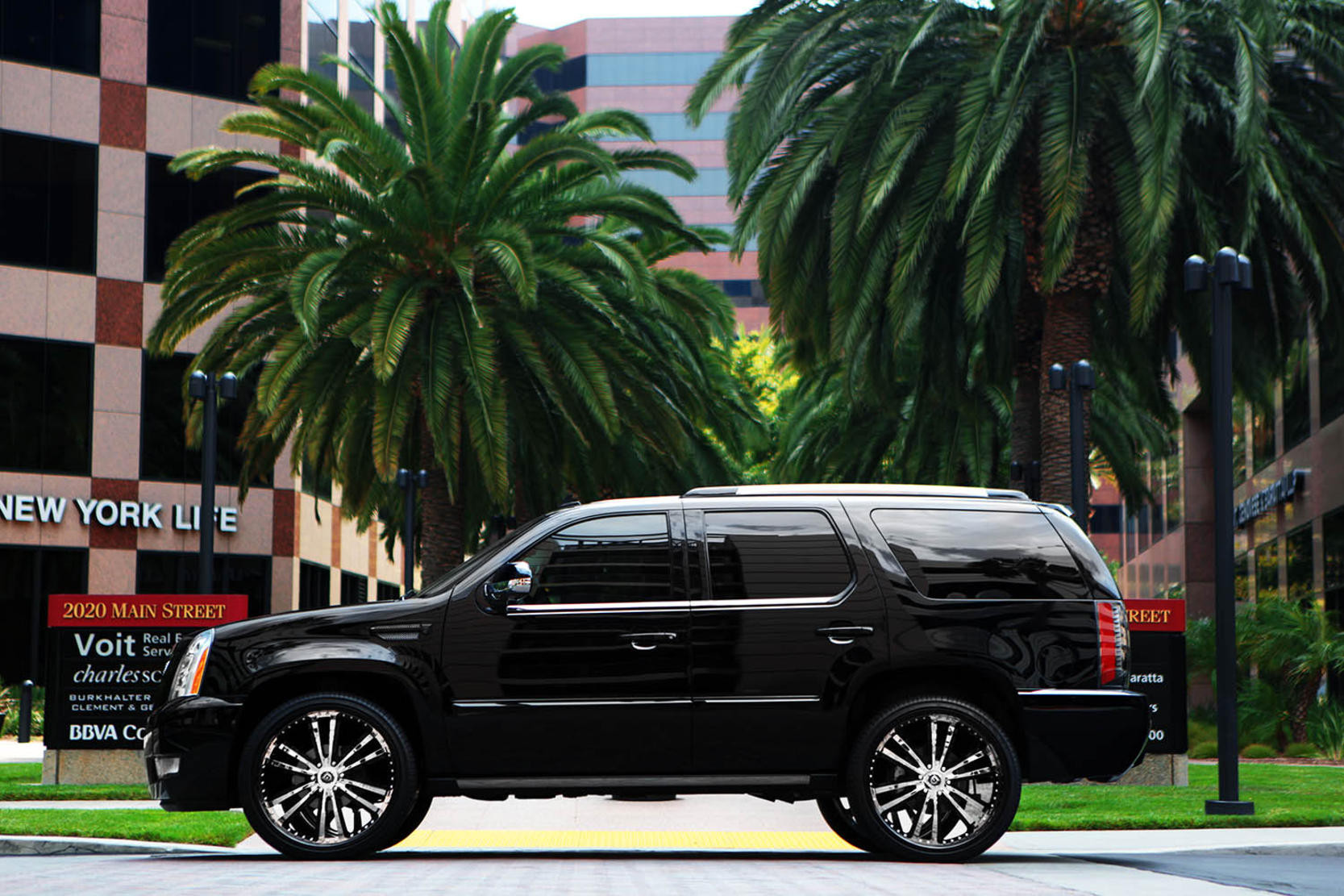 Custom Chrome Trim on Black Cadillac Escalade - Photo by Lexani