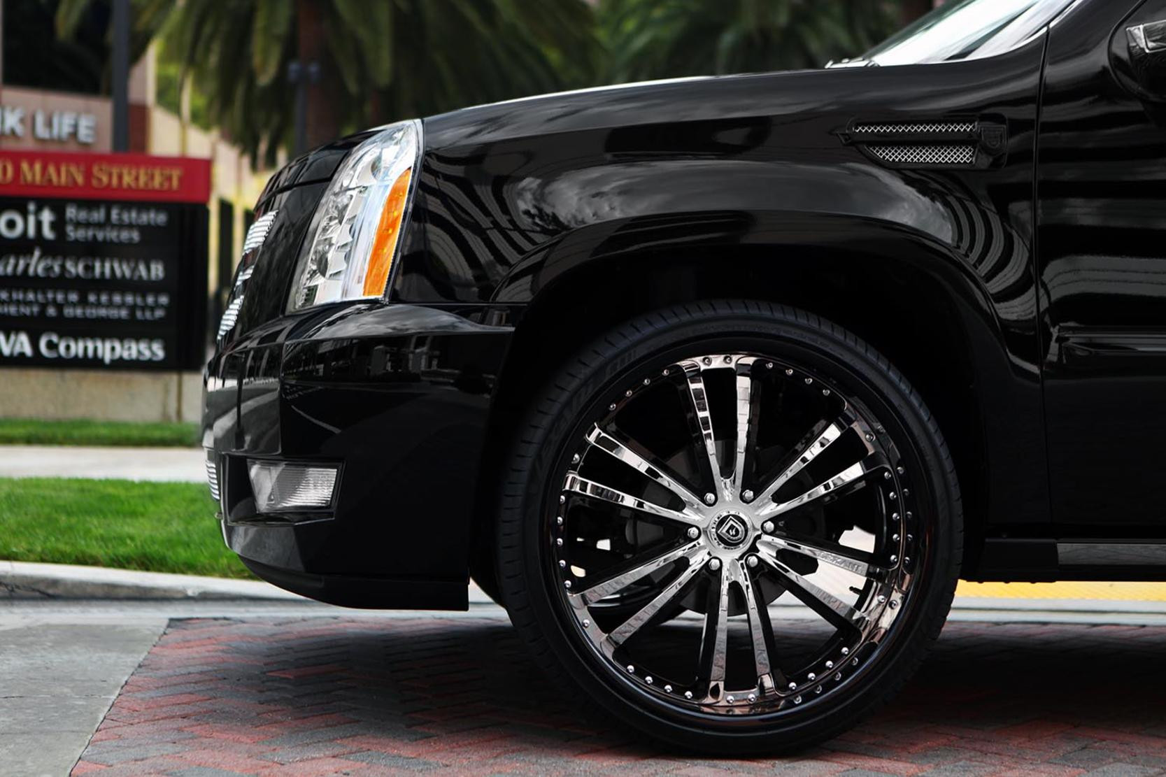 26 Inch Lexani Forged Wheels on Black Cadillac Escalade - Photo by Lexani