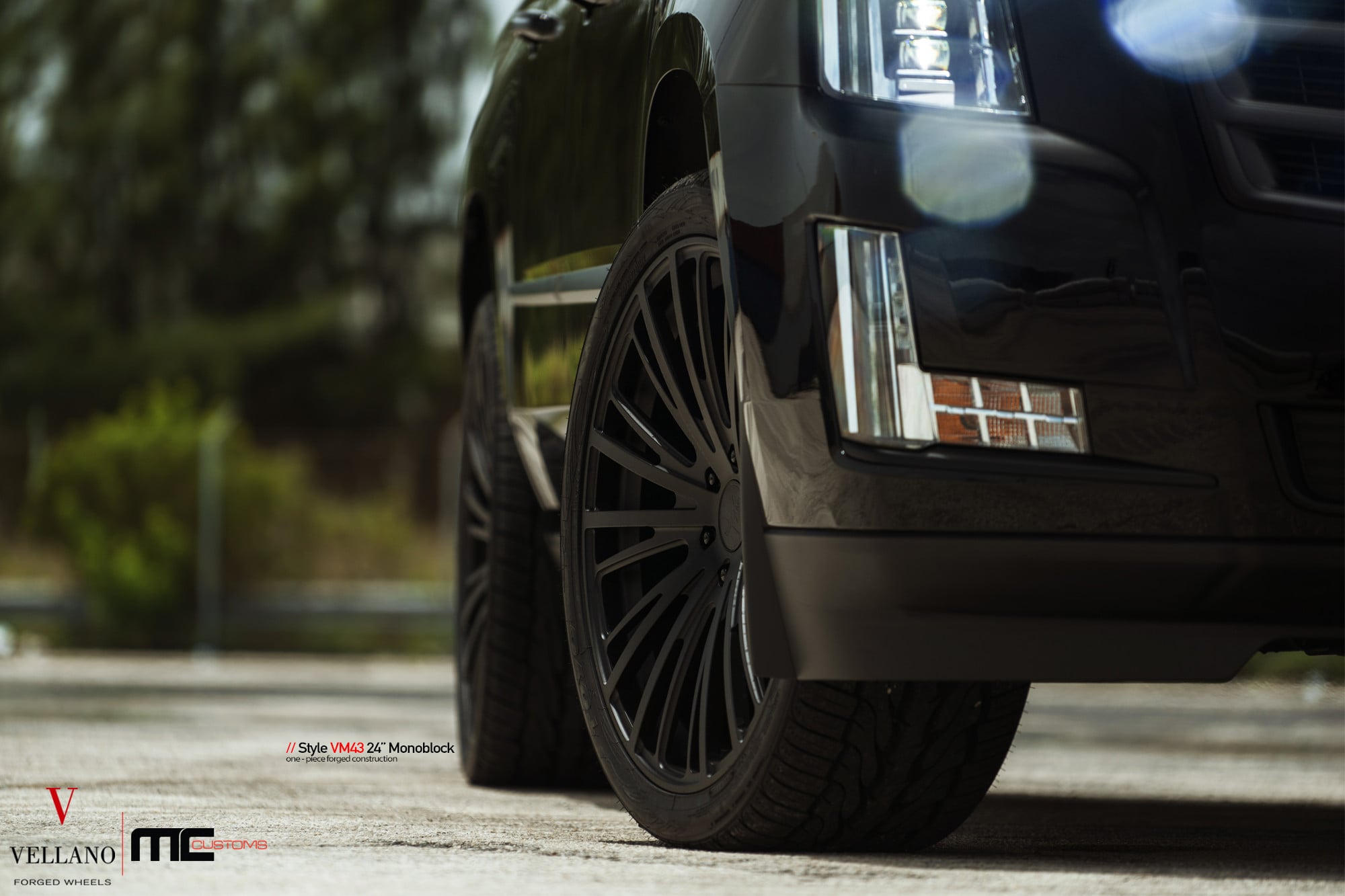 Black Cadillac Escalade with 24 Inch Vellano Rims - Photo by Blaque Diamond