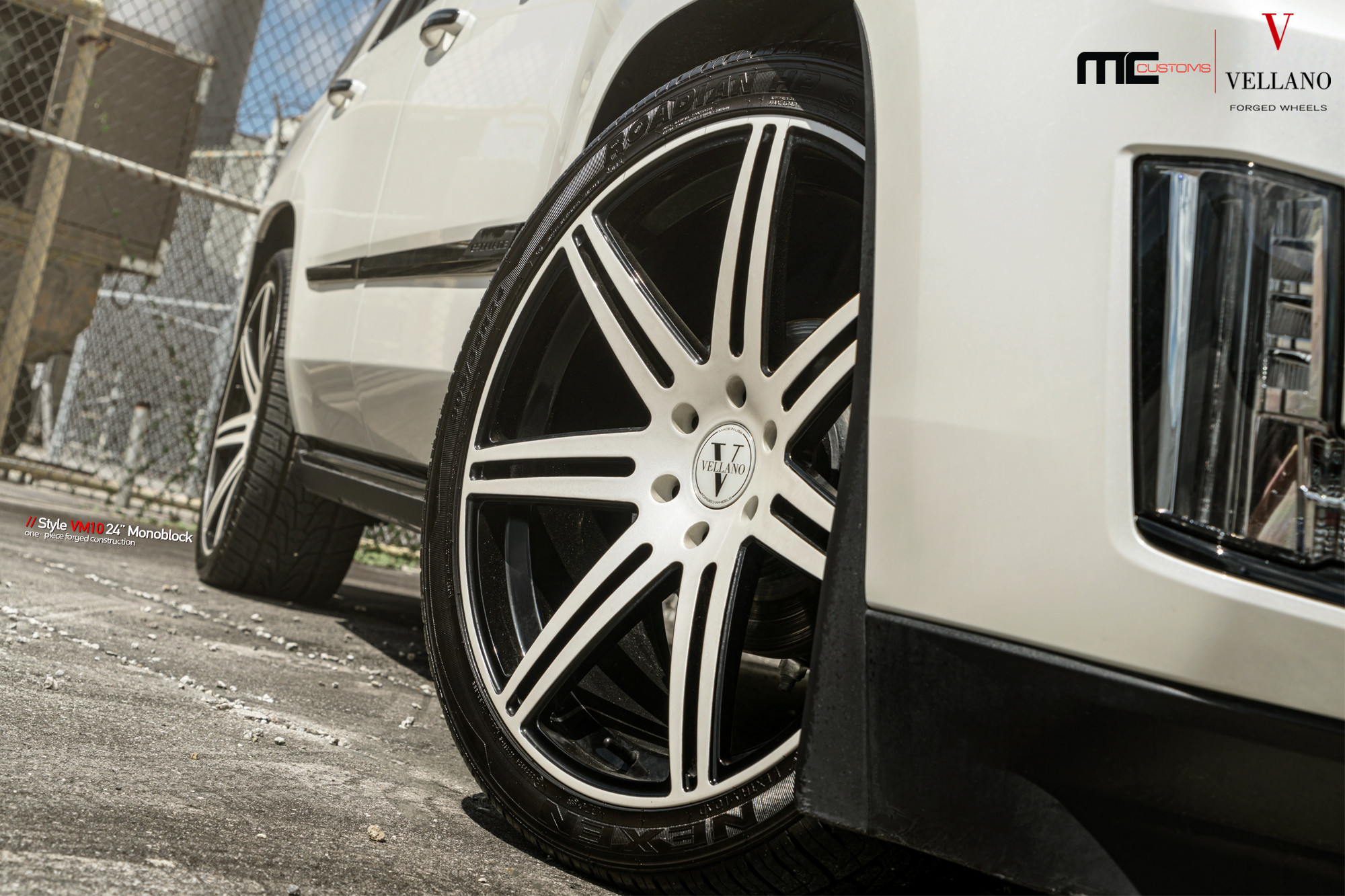 White Cadillac Escalade with Nexen Roadian Tires - Photo by Vellano