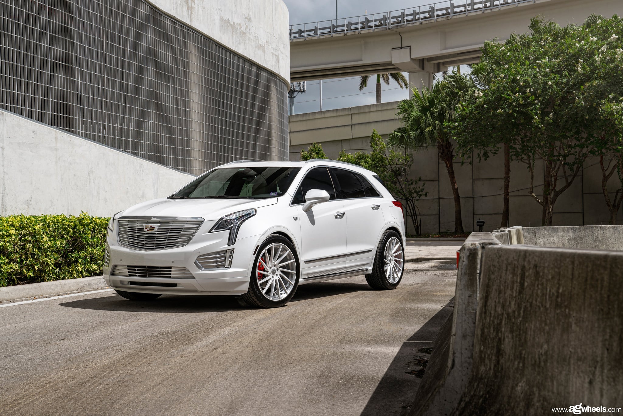 Chrome Billet Grille on White Cadillac XT5 - Photo by Avant Garde Wheels