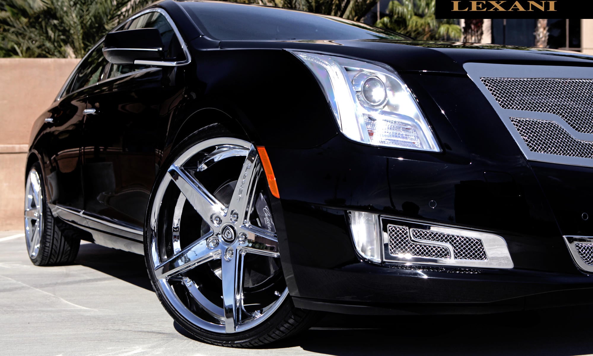 Custom Chrome Grille on Black Cadillac XTS - Photo by Lexani
