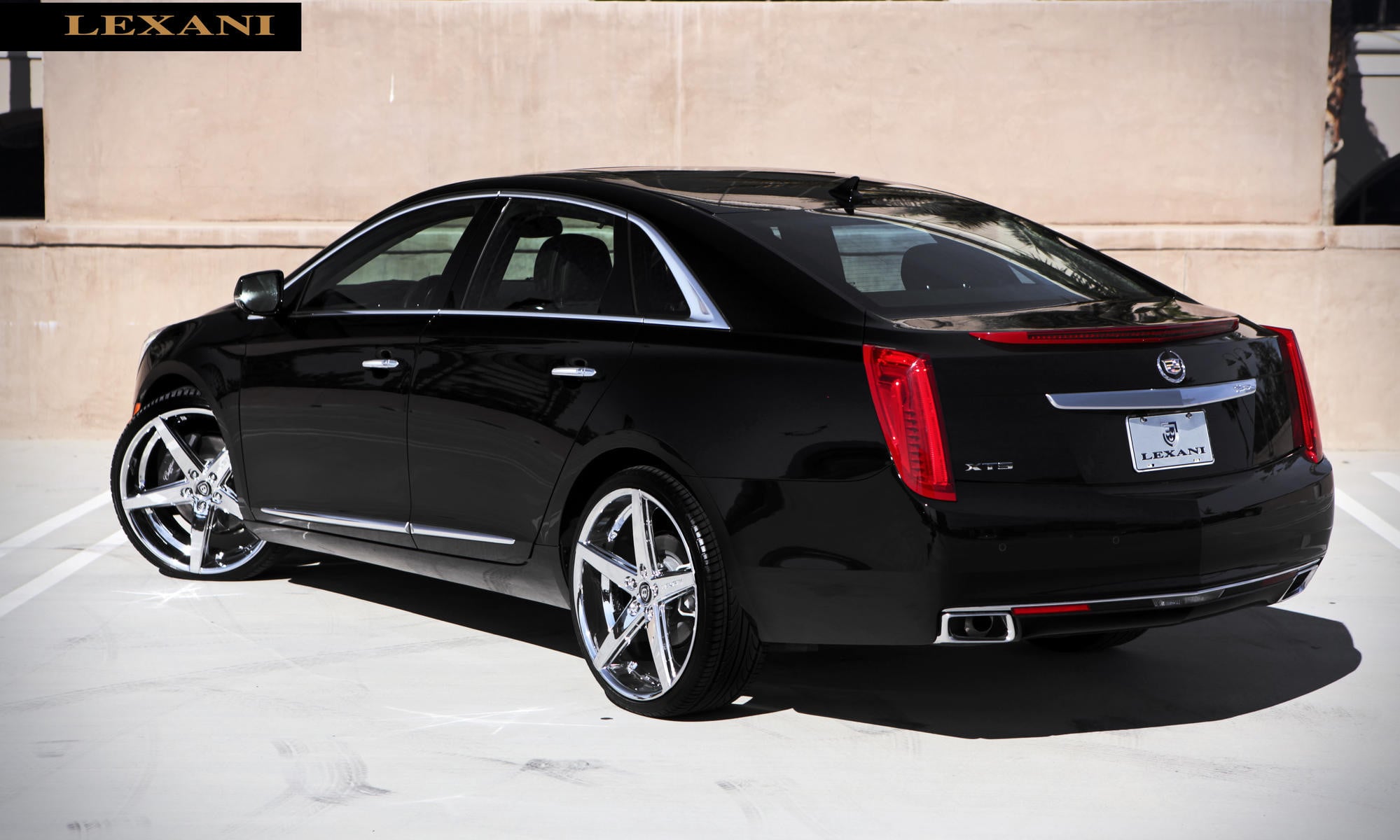 Black Cadillac XTS with Custom Chrome Trim - Photo by Lexani