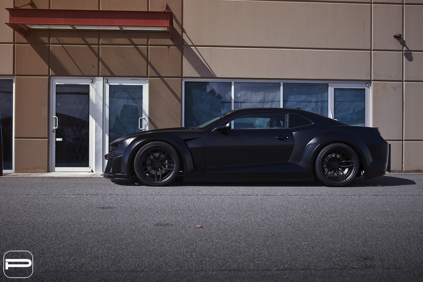 Black Matte Chevy Camaro with Custom PUR Wheels - Photo by PUR Wheels