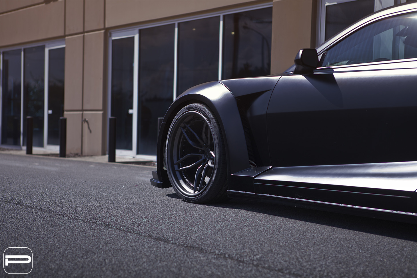 Pirelli Tires on Custom Black Matte Chevy Camaro - Photo by PUR Wheels