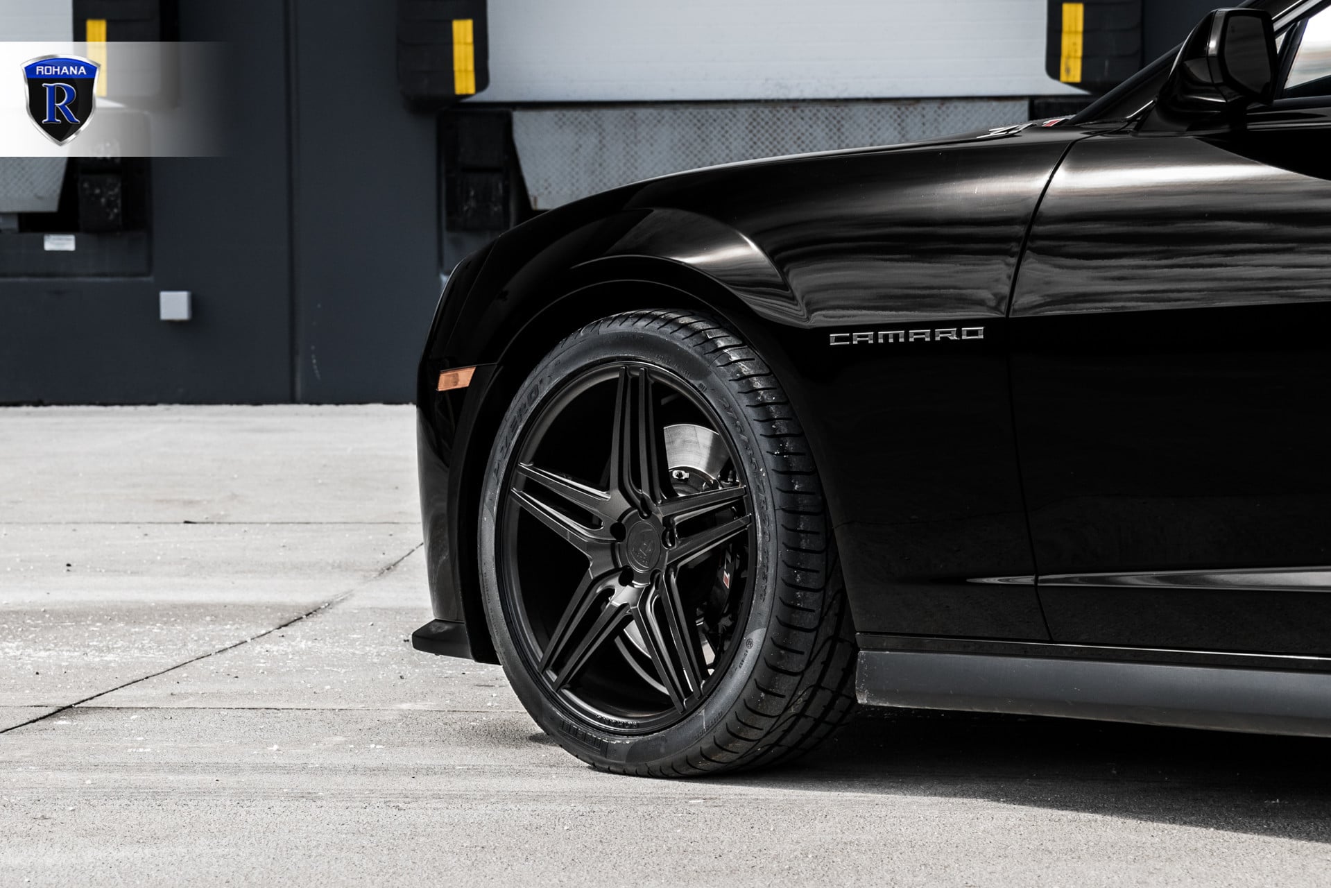 Custom Black Chevy Camaro ZL1 Side Skirts - Photo by Rohana Wheels