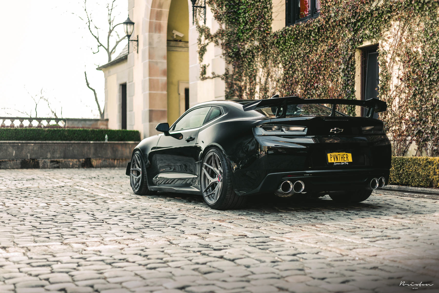 Black Chevy Camaro with Aftermarket Rear Diffuser - Photo by Brixton Forged Wheels