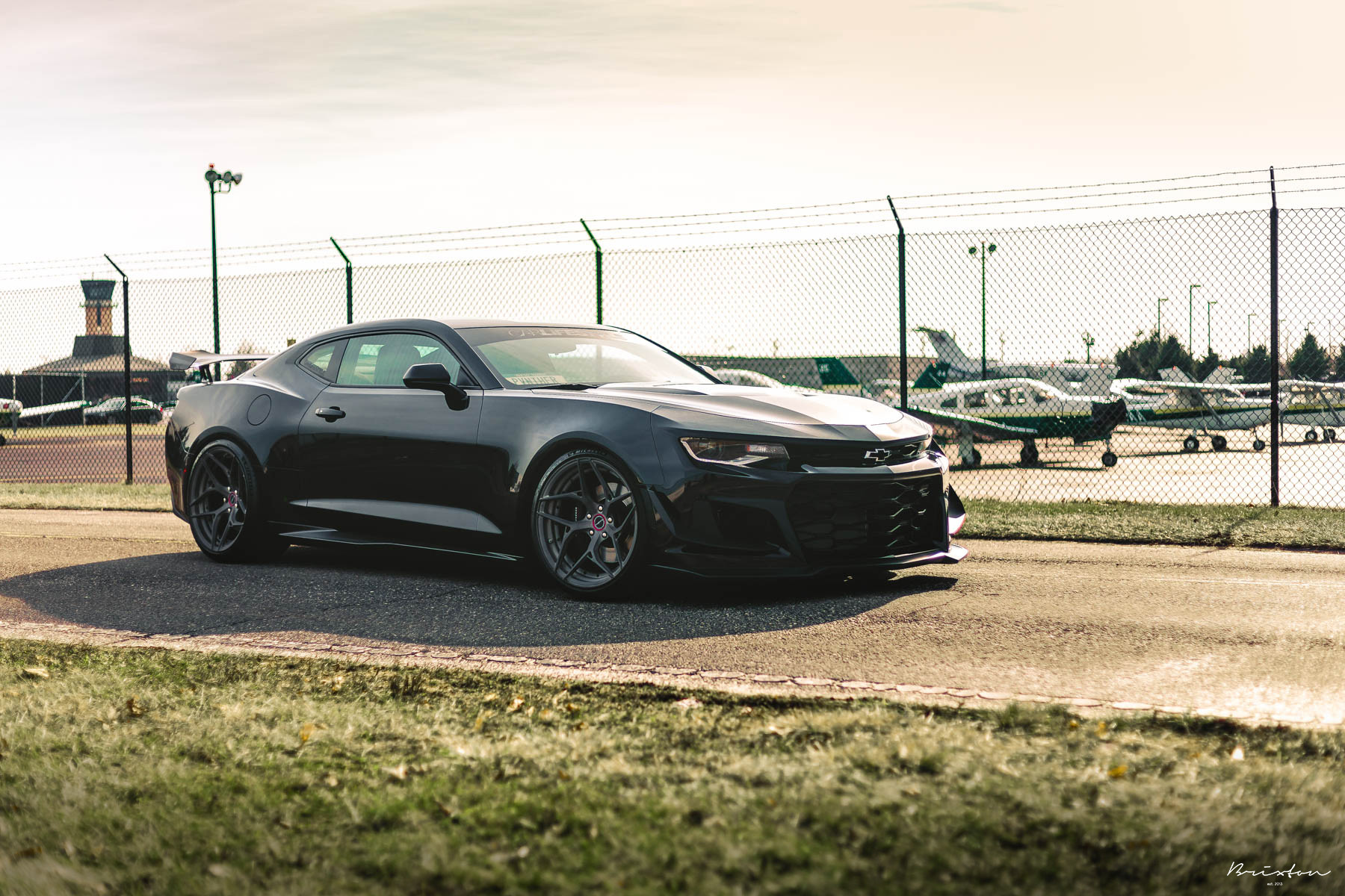 Custom Black Chevy Camaro on Michelin Tires - Photo by Brixton Forged Wheels