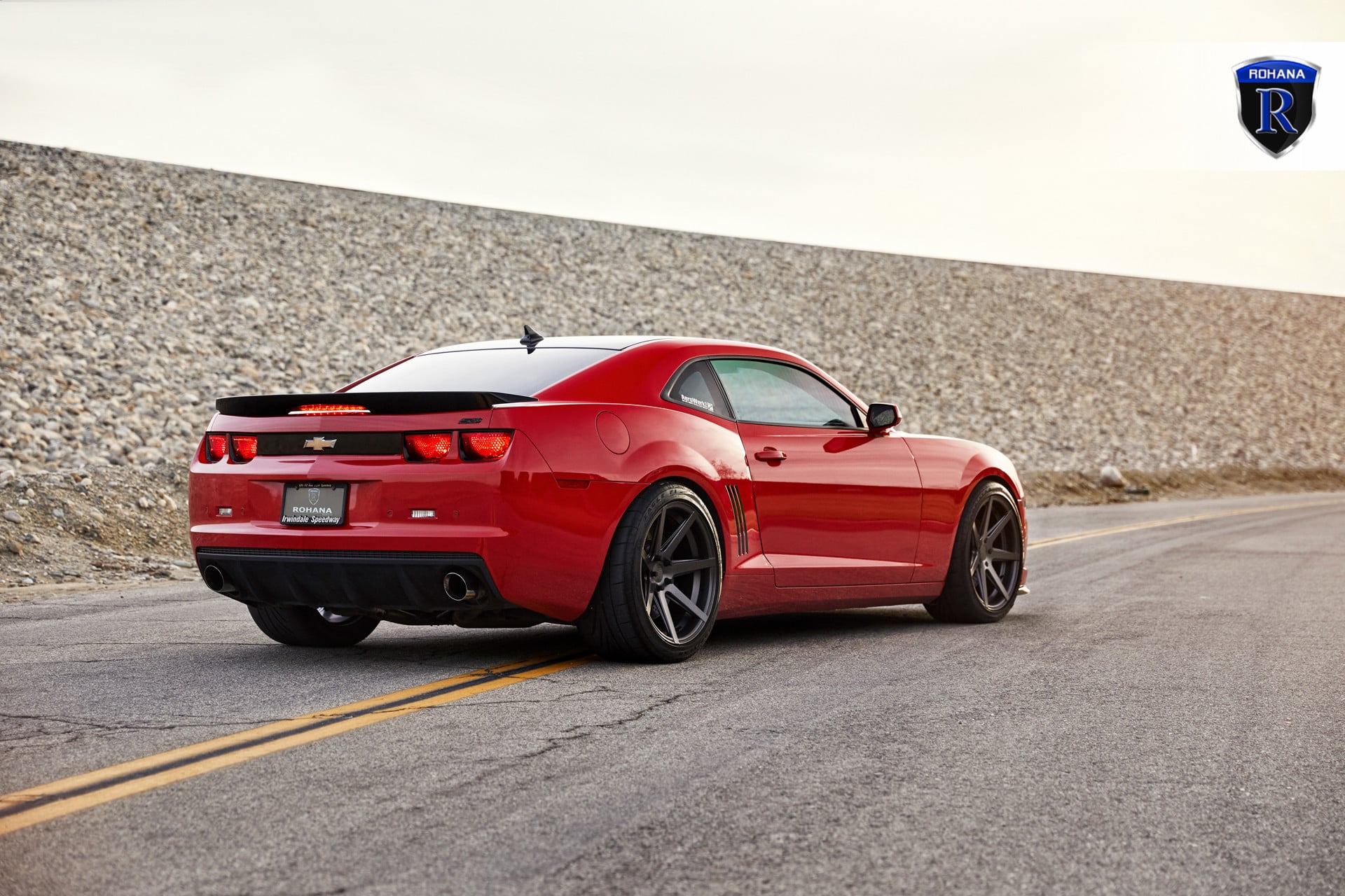 Red Chevy Camaro with Dark Smoke Halo Headlights - Photo by Rohana Wheels