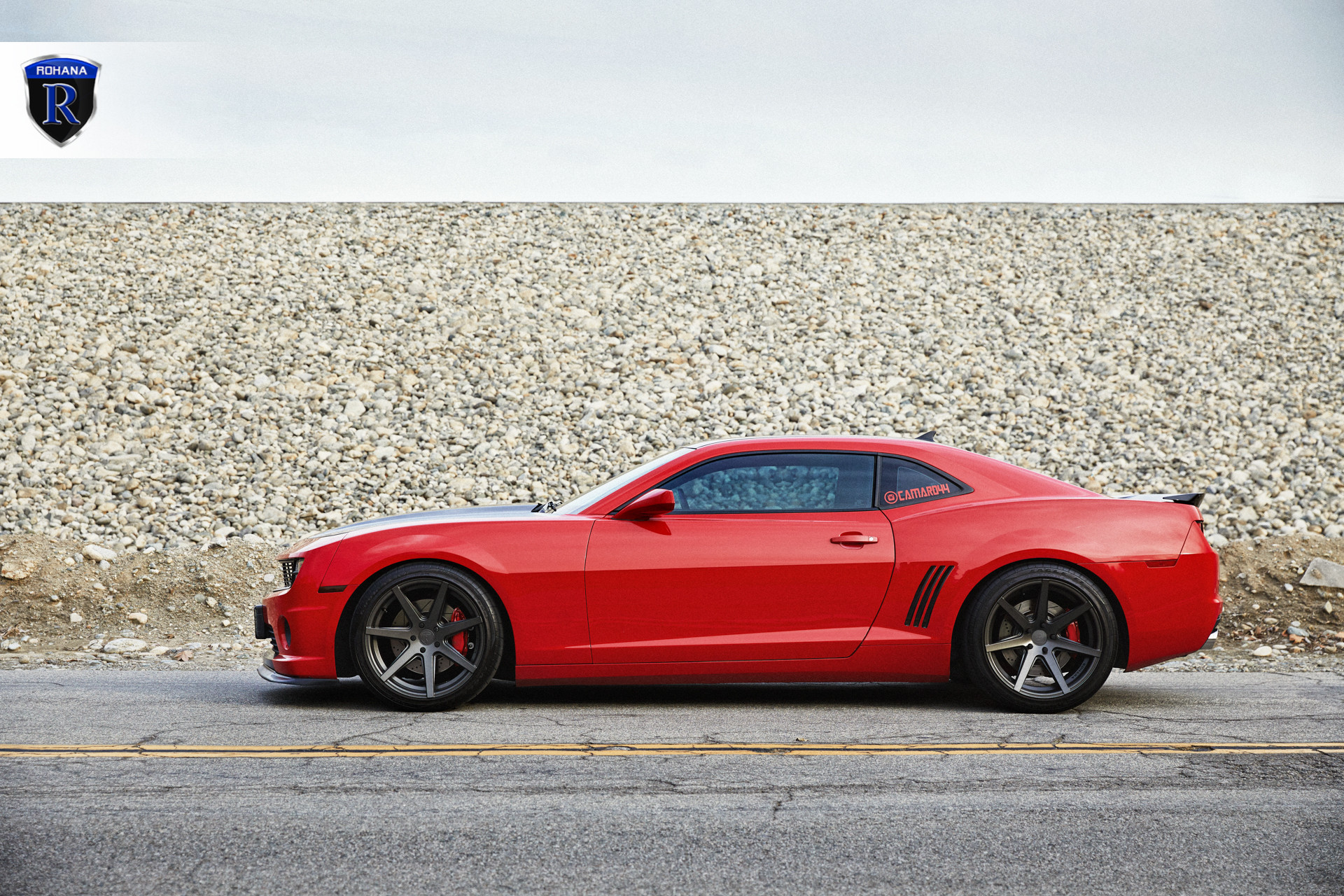 Custom Red Chevy Camaro Side Skirts - Photo by Rohana Wheels