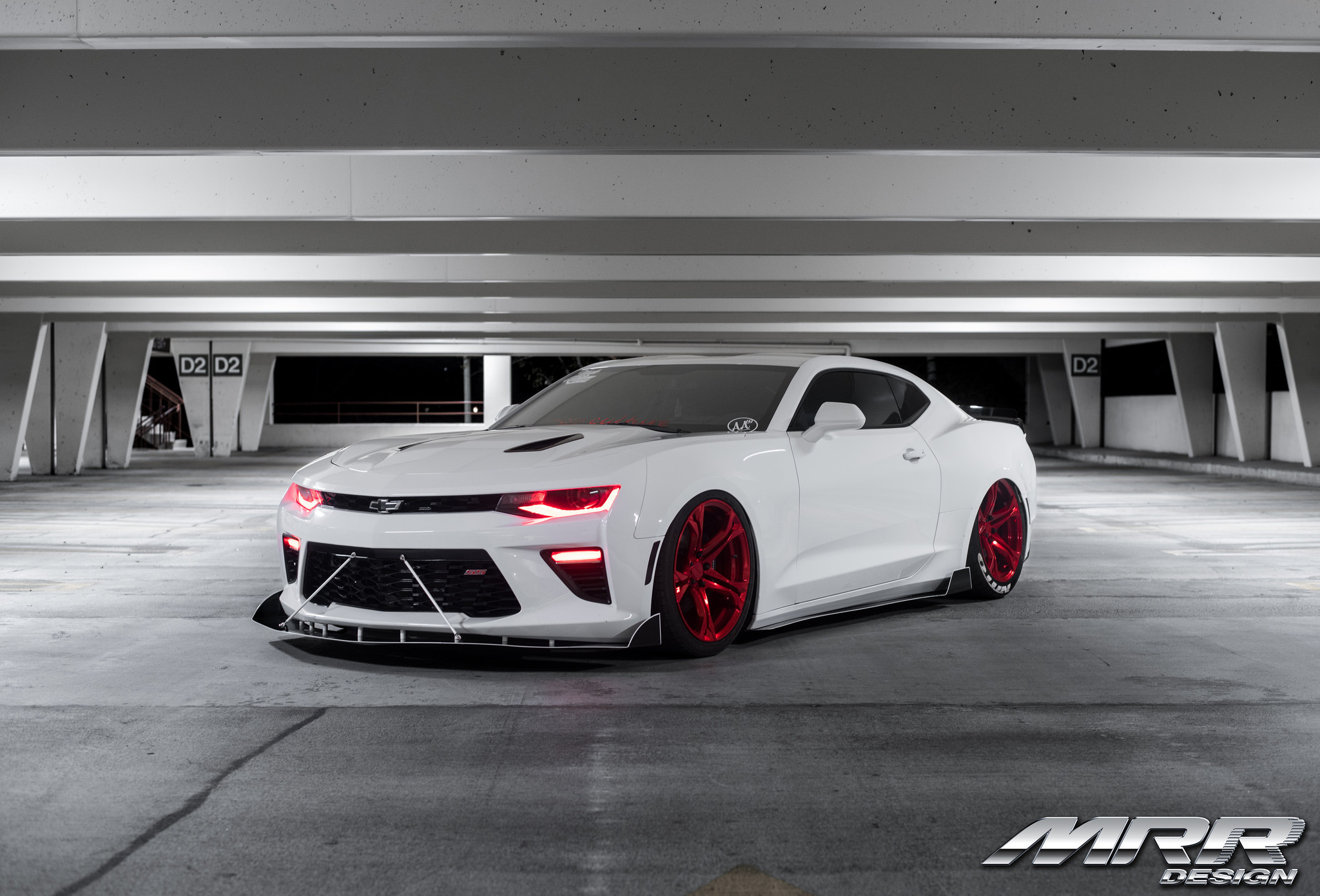 Color LED Bar Headlights on White Chevy Camaro SS - Photo by MRR wheels
