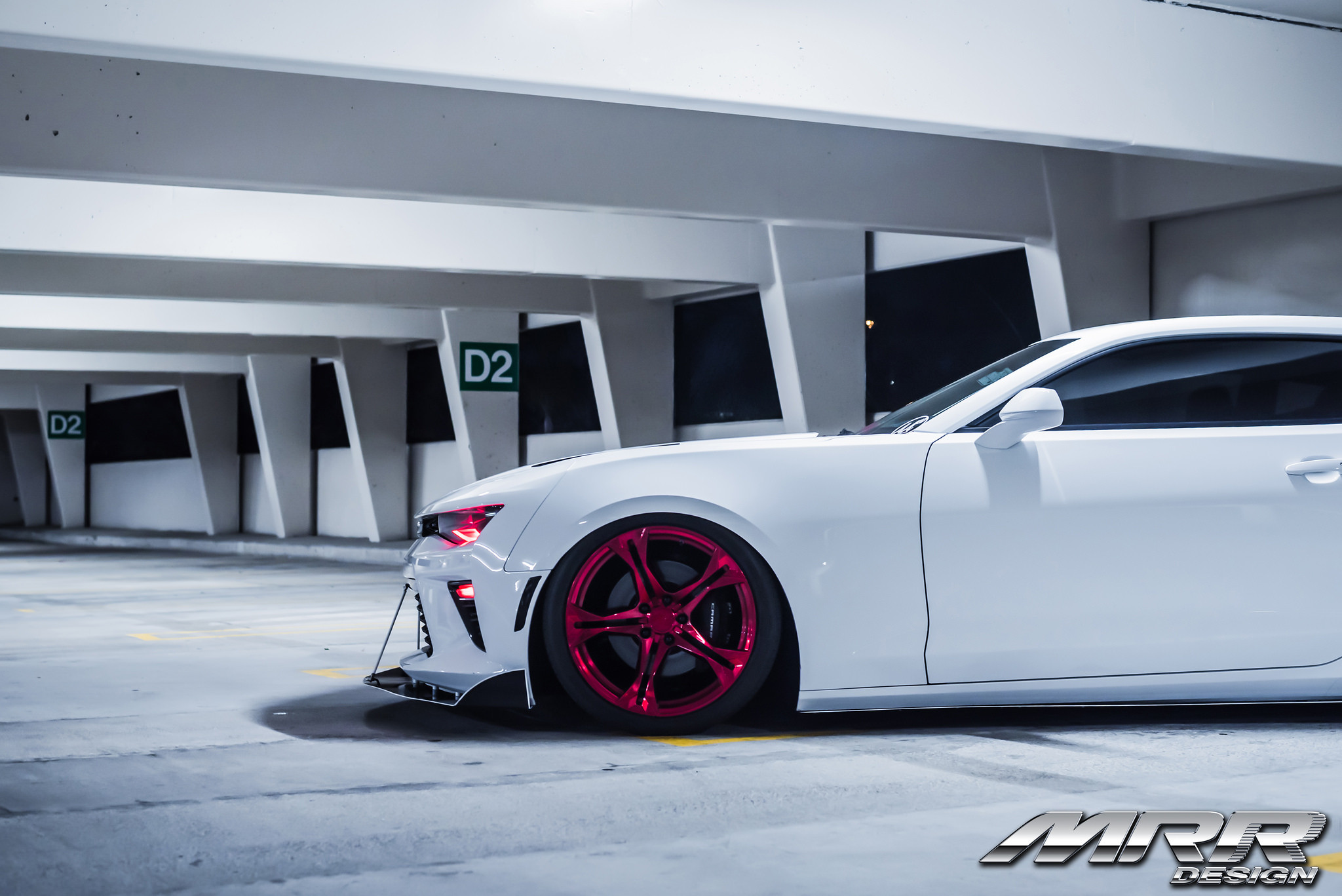 White Chevy Camaro SS with Gloss Red MRR Wheels - Photo by MRR wheels