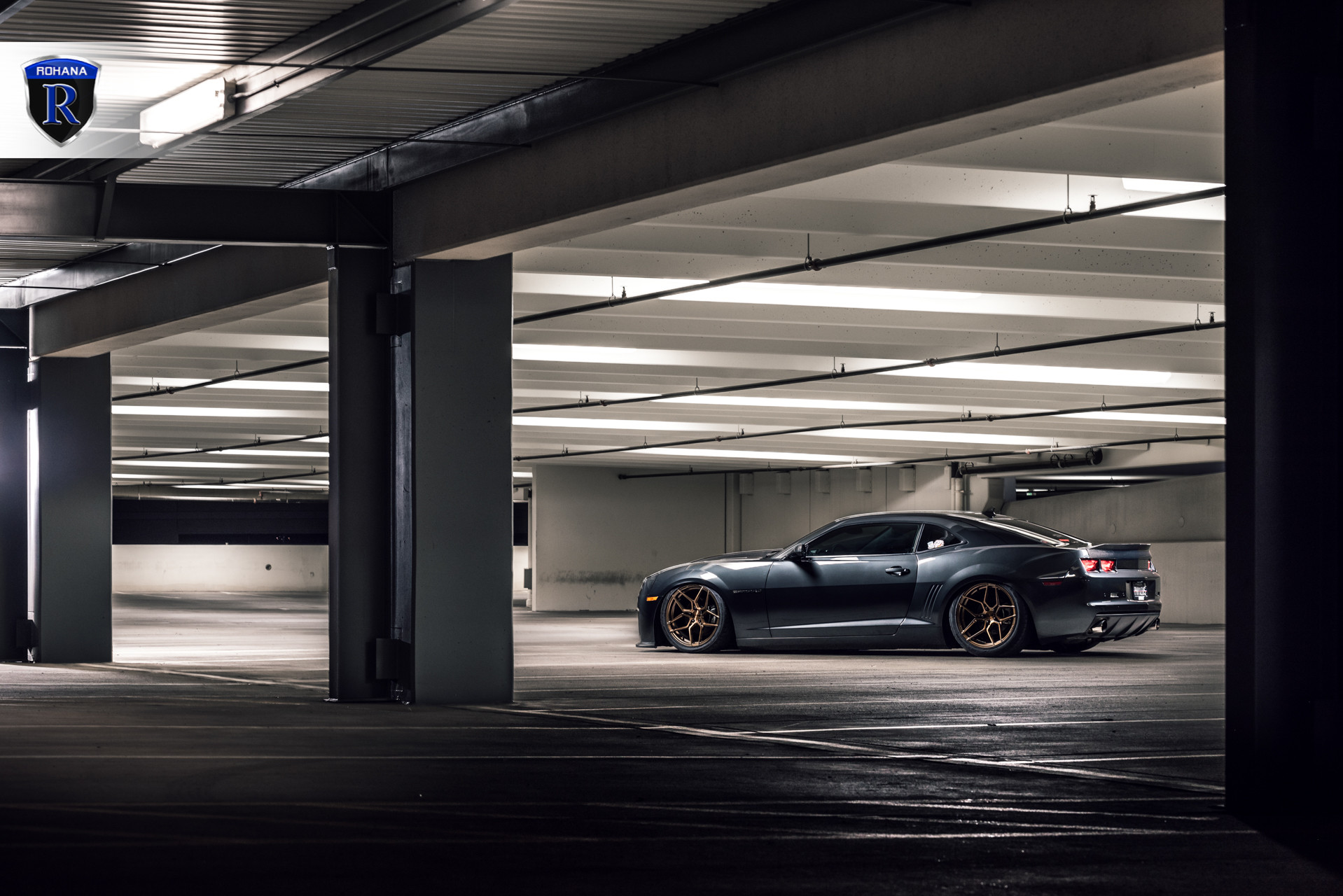 Aftermarket Side Skirts on Black Chevy Camaro - Photo by Rohana Wheels