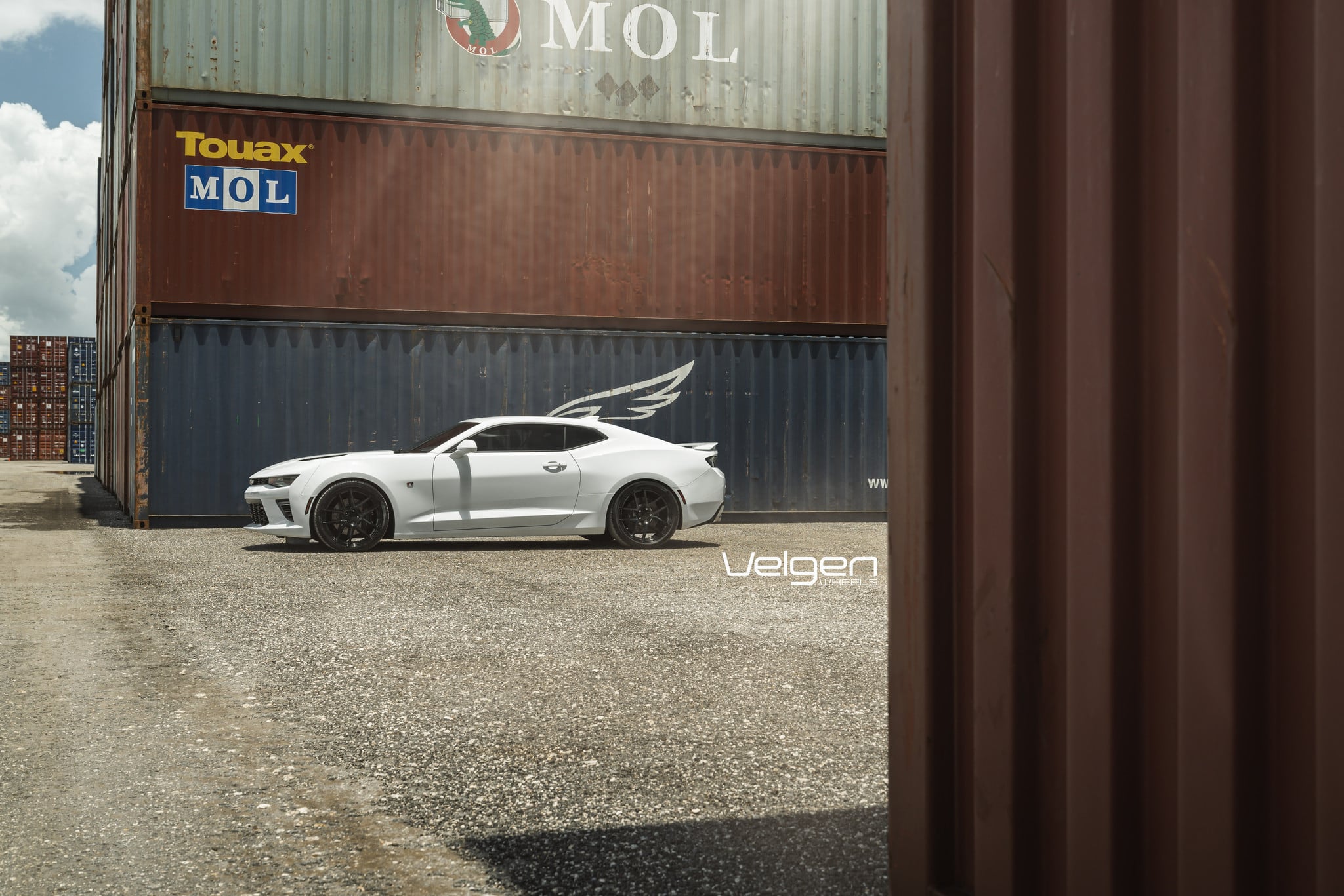 Gloss Black Velgen Rims on White Chevy Camaro SS - Photo by Velgen