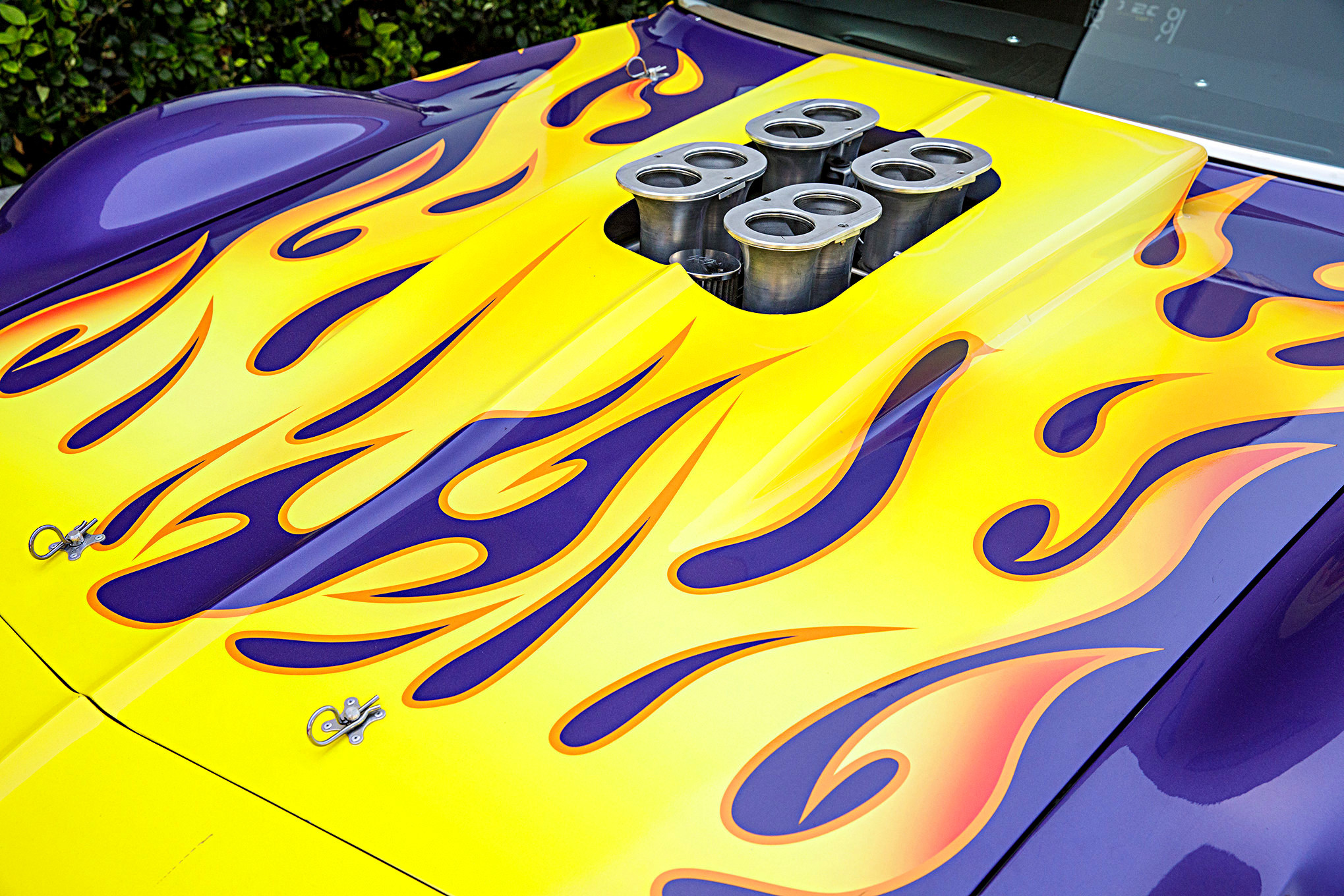 Vented Hood on Custom Painted Chevy Camaro - Photo by Robert McGaffin