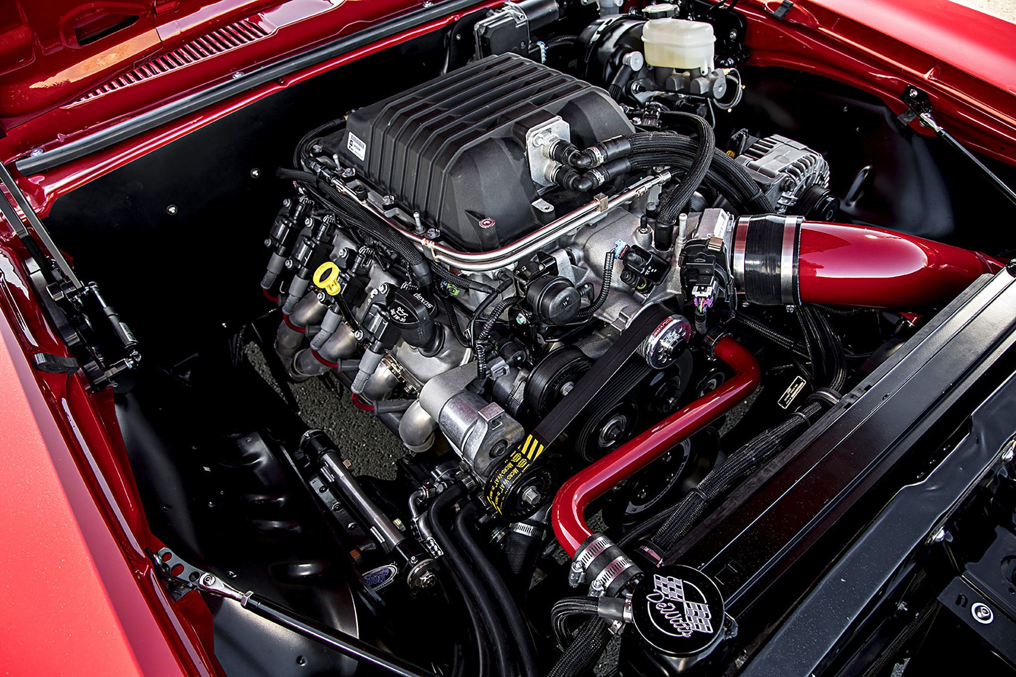 Red Chevy Camaro SS with Dewitts Radiator - Photo by Stephen Kim