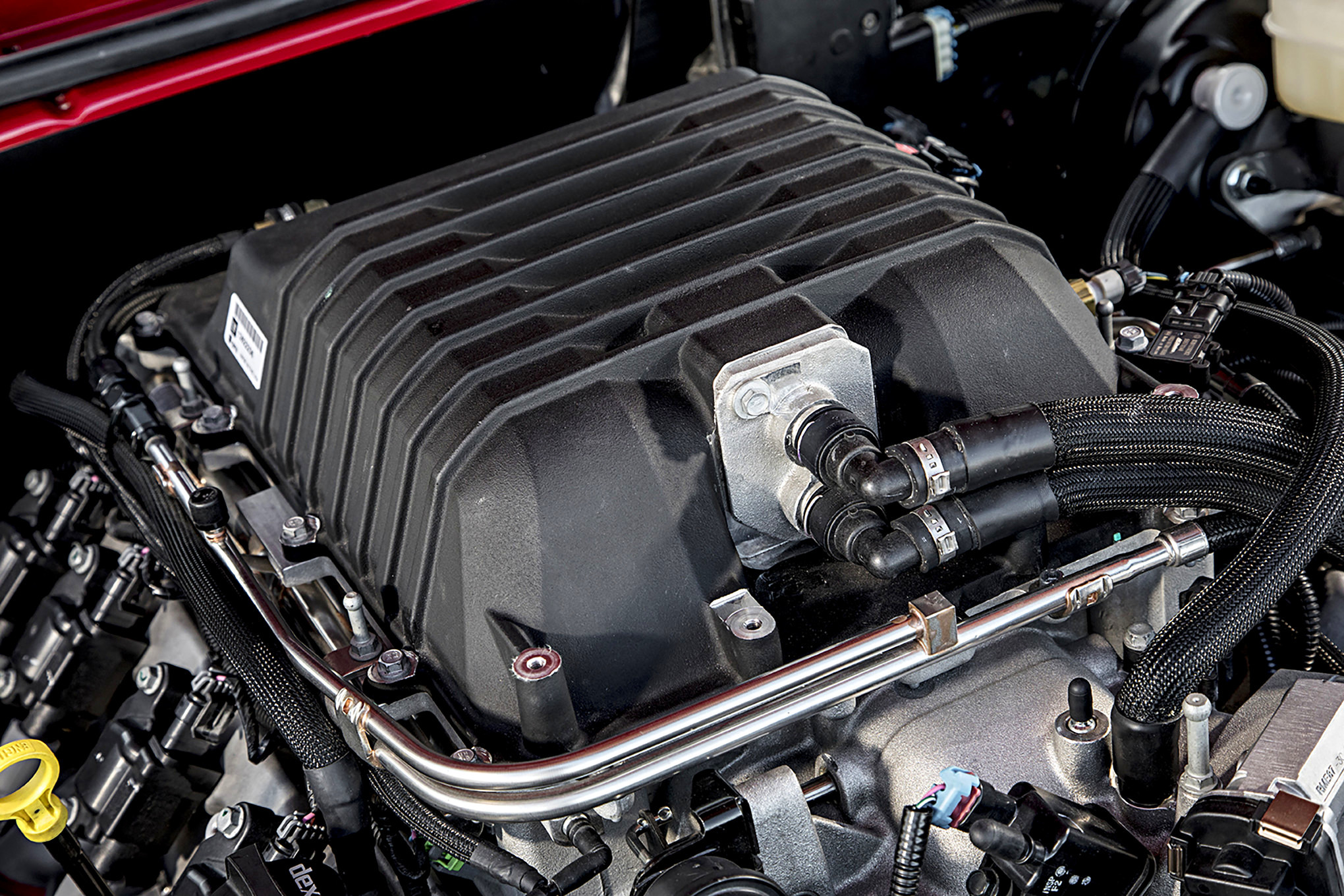 Custom Engine in Red Chevy Camaro SS - Photo by Stephen Kim