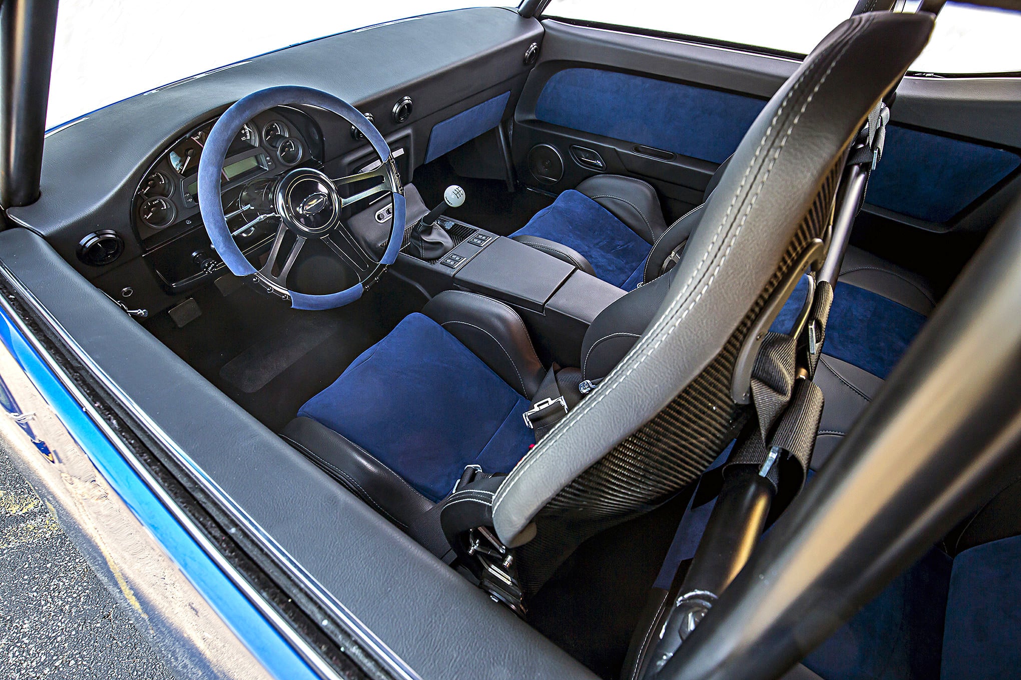 Aftermarket Interior Kit in Blue Chevy Camaro Boss - Photo by Dominick Damato