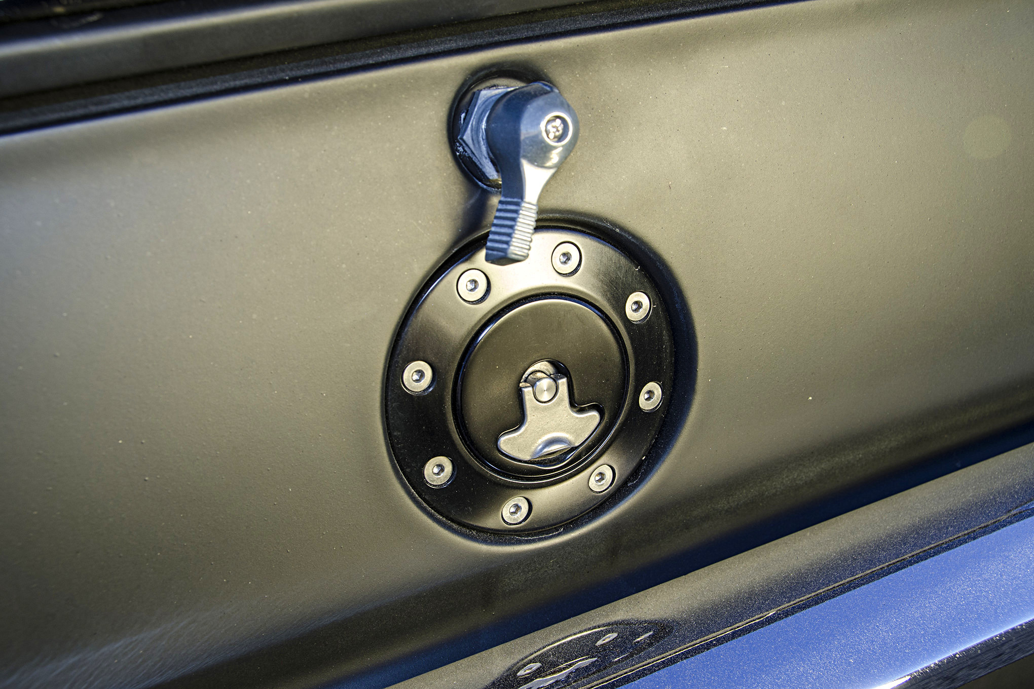 Custom Gas Cap on Black Chevy Camaro 383 - Photo by Steve Temple