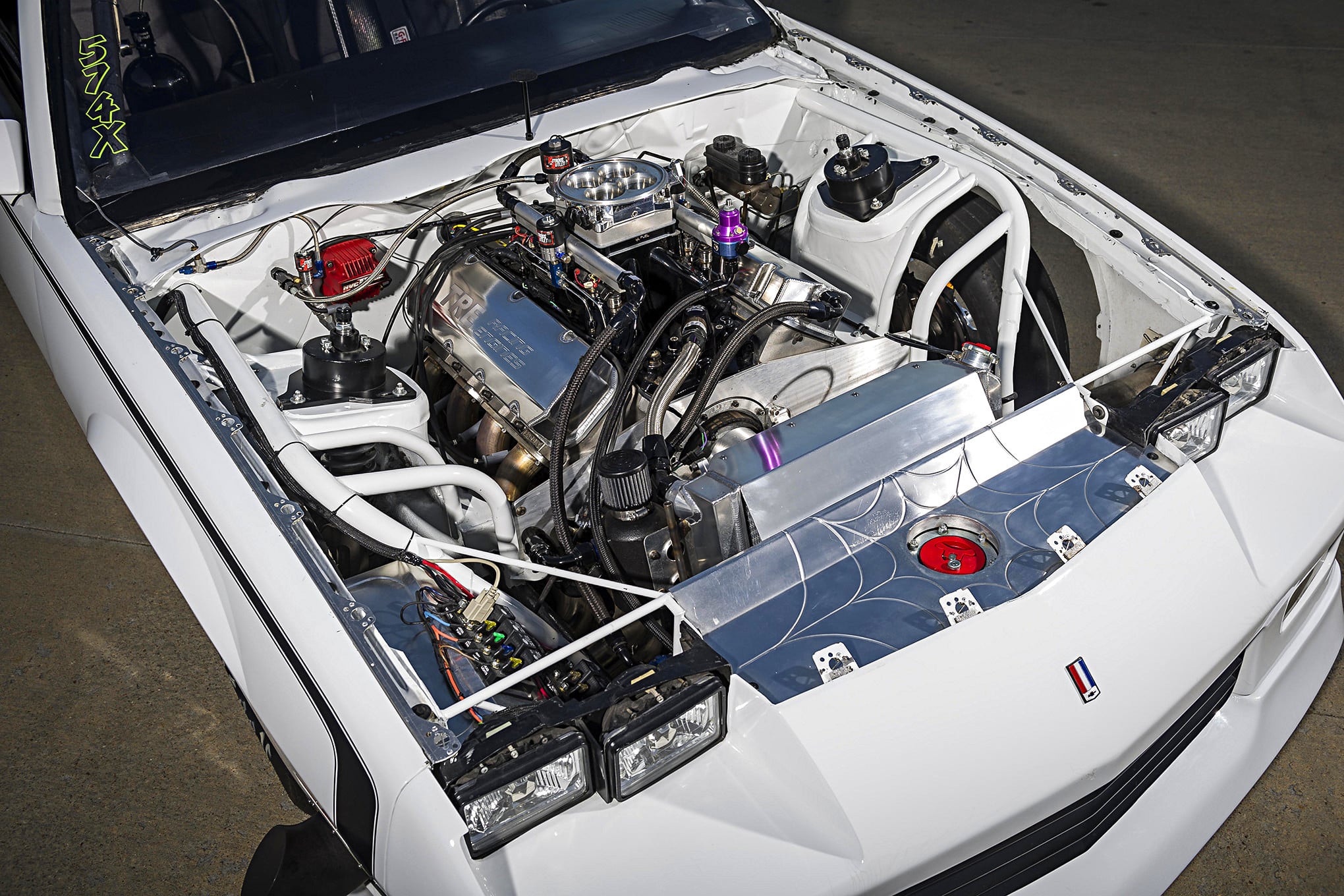 TRE Engine in Custom White Chevy Camaro - Photo by Grant Cox