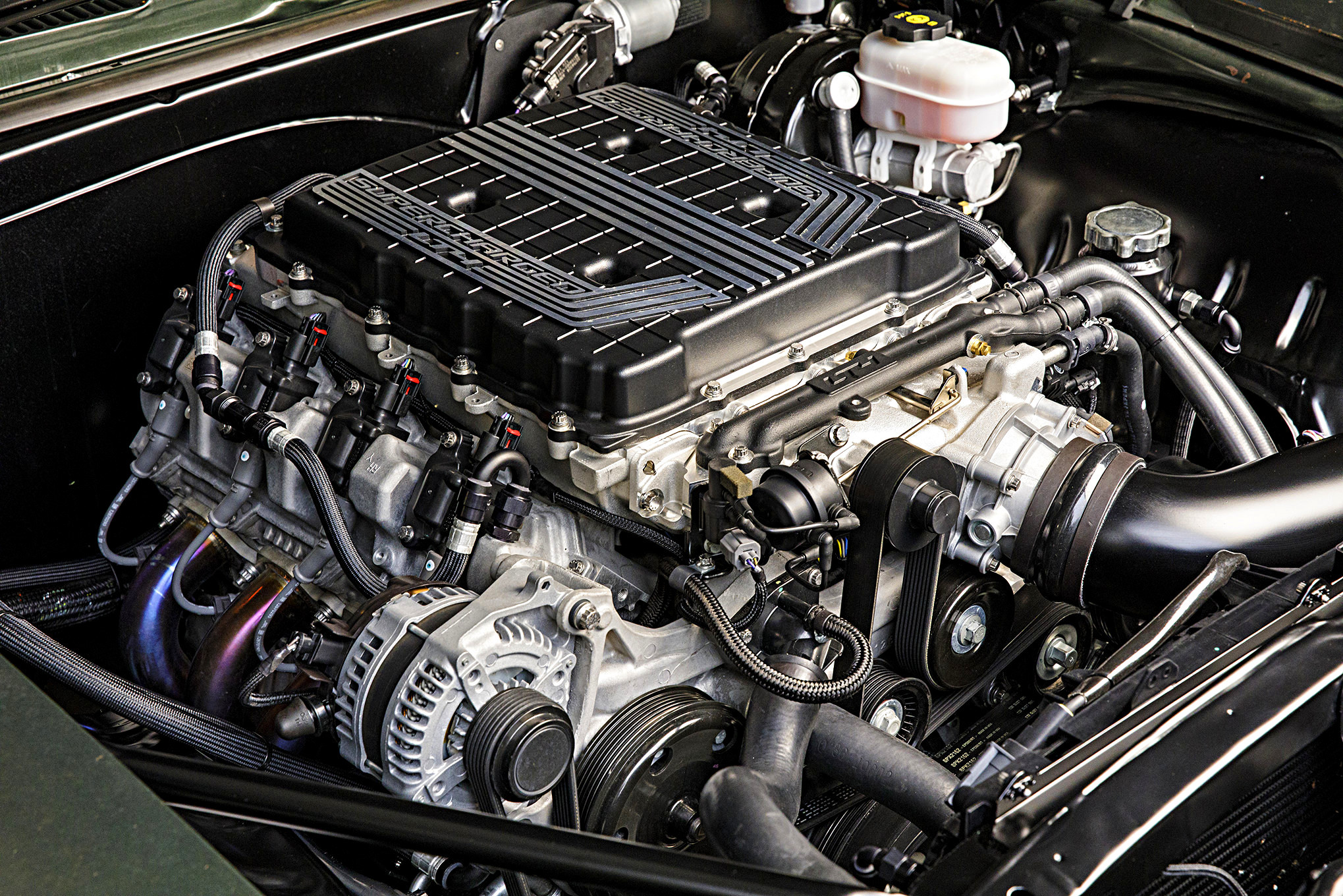 Supercharged LTH Engine in Gray Chevy Camaro 307 - Photo by Robert McGaffin