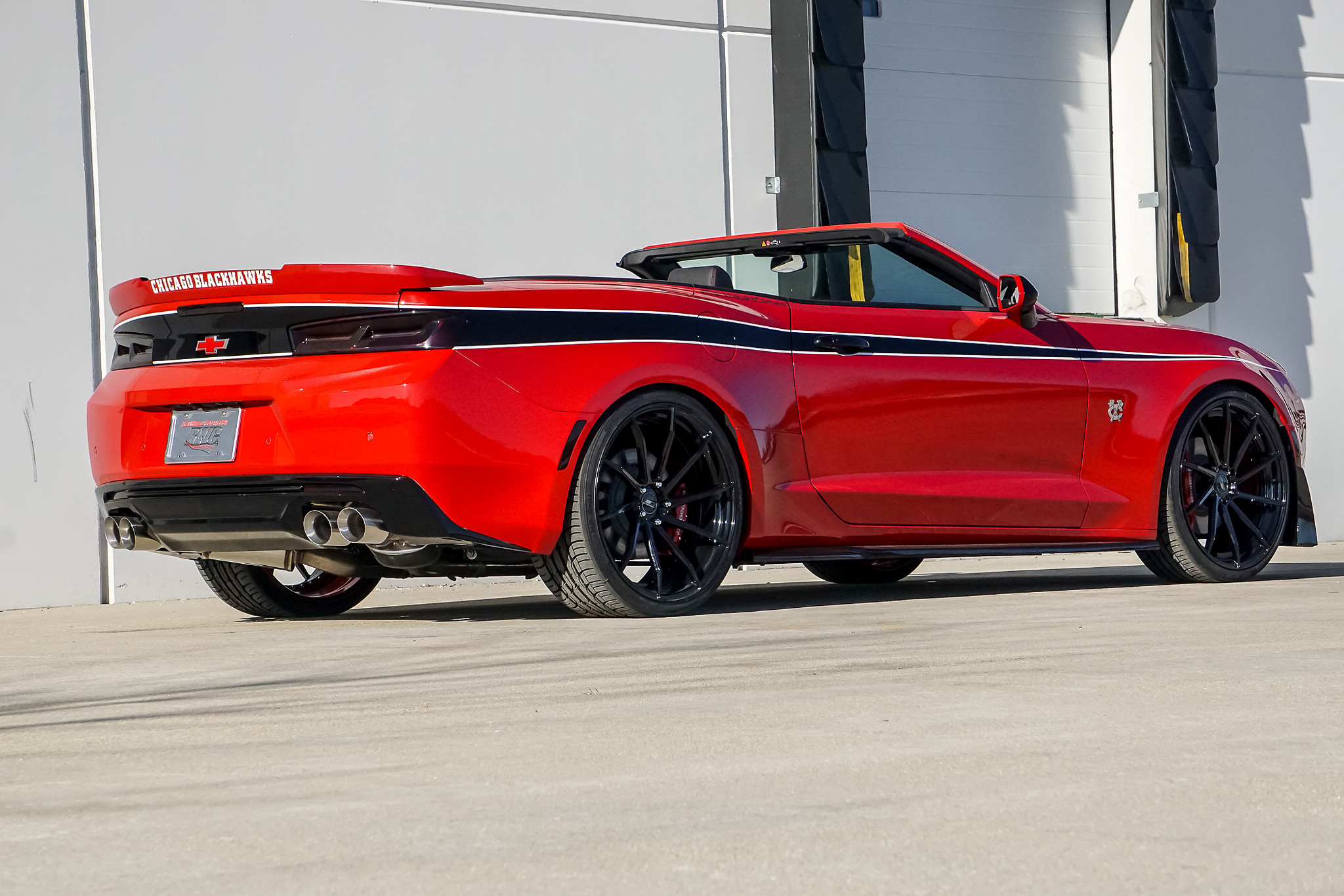 Red Convertible Chevy Camaro with Aftermarket Rear Diffuser - Photo by B-Forged Performance Wheels