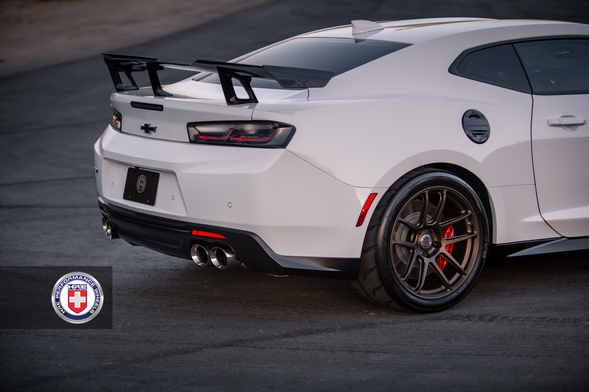 Red Smoke LED Taillights on White Chevy Camaro - Photo by HRE Wheels