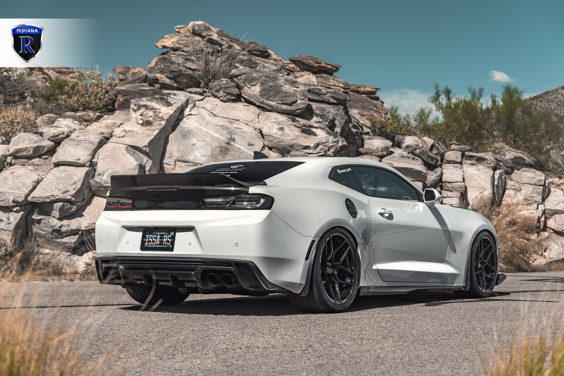 Dark Smoke Taillights on White Chevy Camaro - Photo by Rohana Wheels