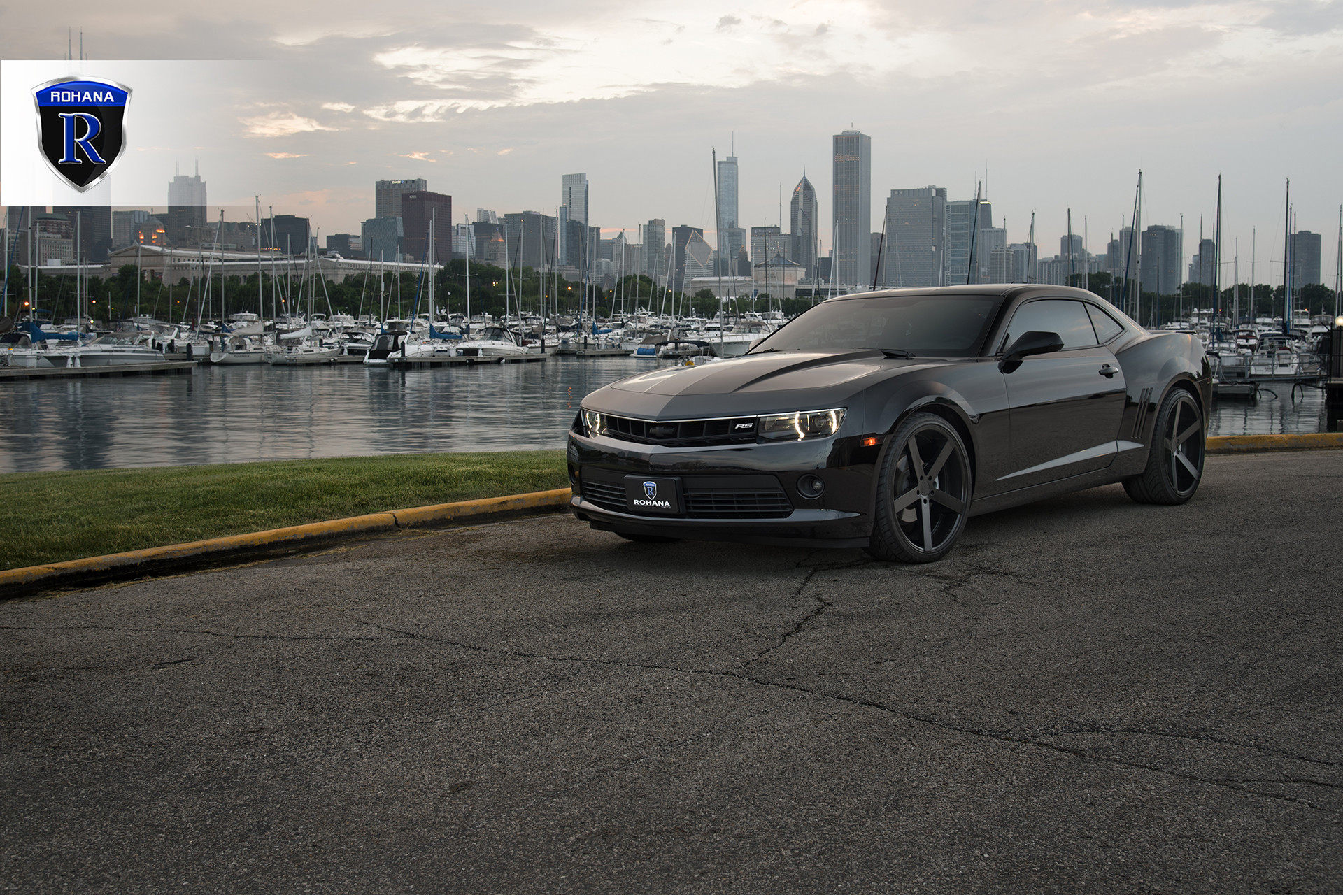 Black Chevy Camaro RS LED Headlights - Photo by Rohana Wheels