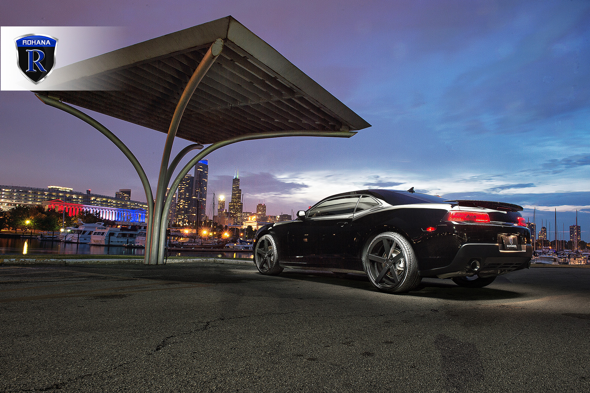 Black Chevy Camaro RS on Black Rohana Rims - Photo by Rohana Wheels